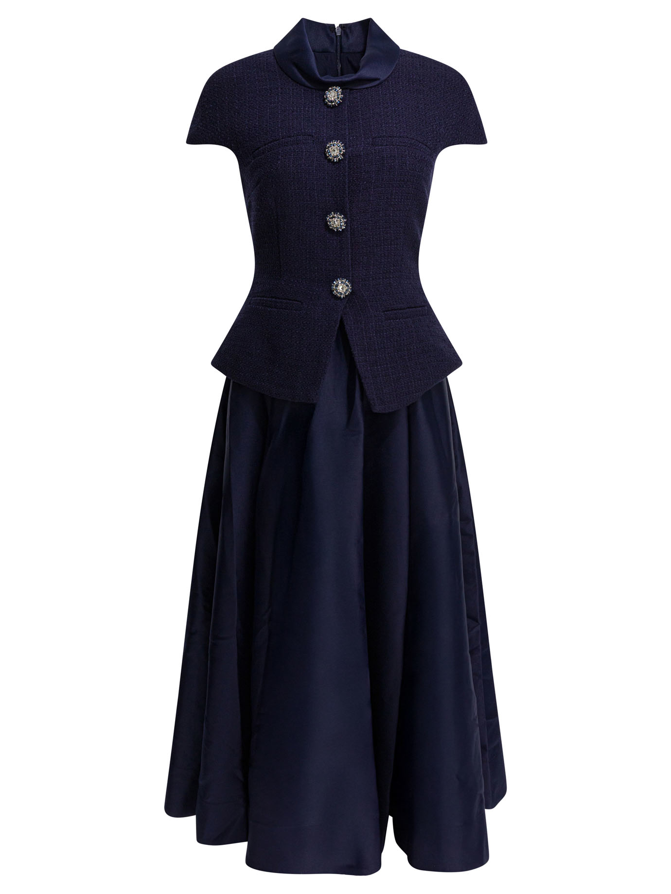 Taffeta boucle midi dress RS26161MNNAVY (self-portrait / ワンピース・ドレス・オールインワン ) | self-portrait (セルフ・ポートレイト)