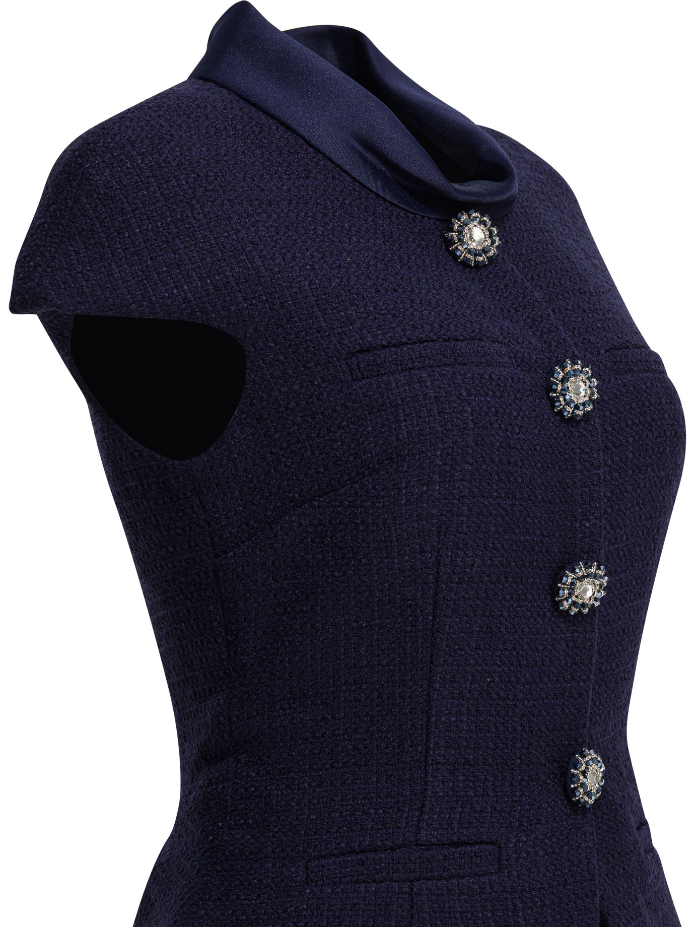 Taffeta boucle midi dress RS26161MNNAVY (self-portrait / ワンピース・ドレス・オールインワン ) | self-portrait (セルフ・ポートレイト)(3)