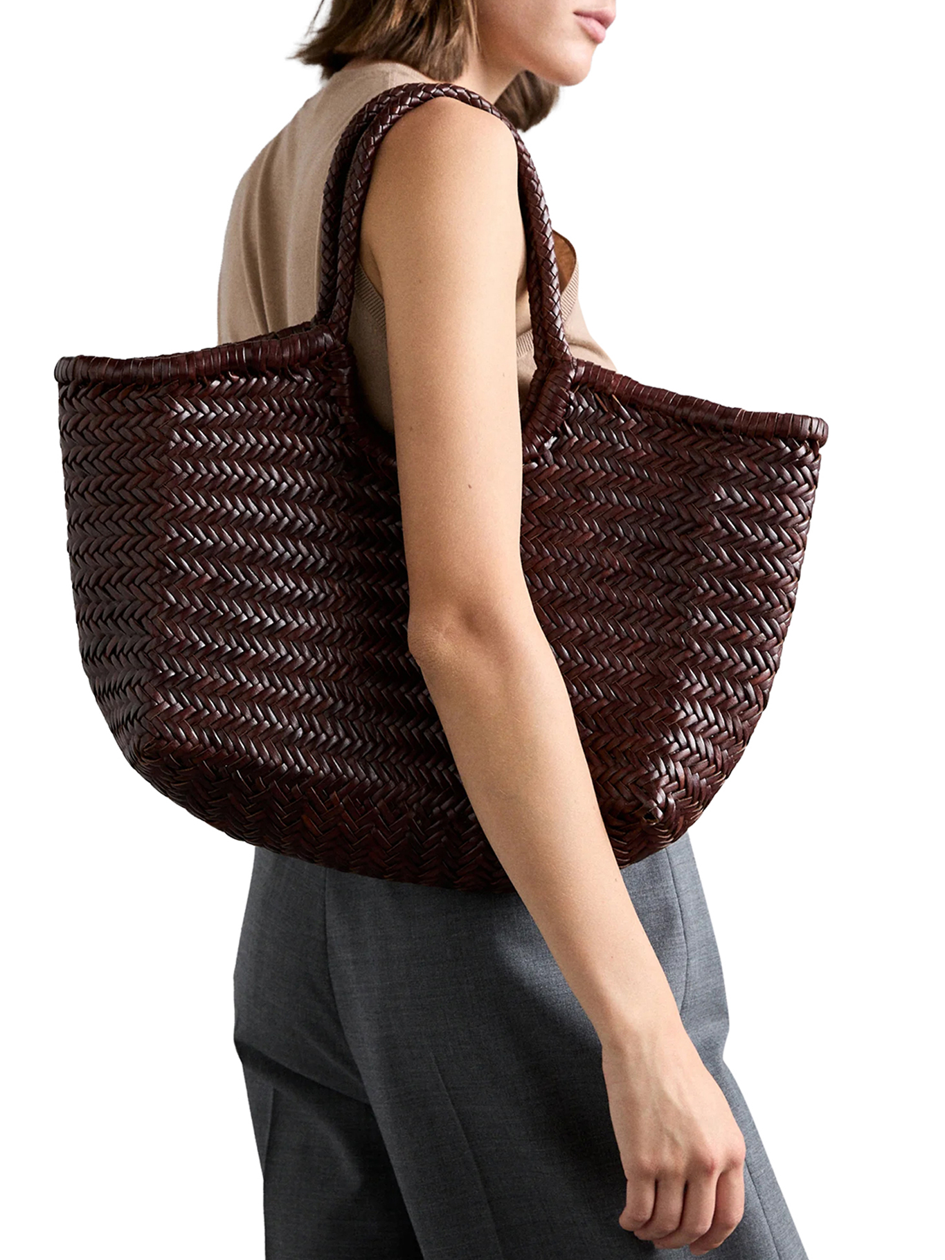 NANTUCKET BIG TOTE BAG IN WOVEN LEATHER DGS68822BRUCIATO (dragon DIFFUSION / トートバッグ ) | dragon DIFFUSION (ドラゴンディフュージョン)(1)