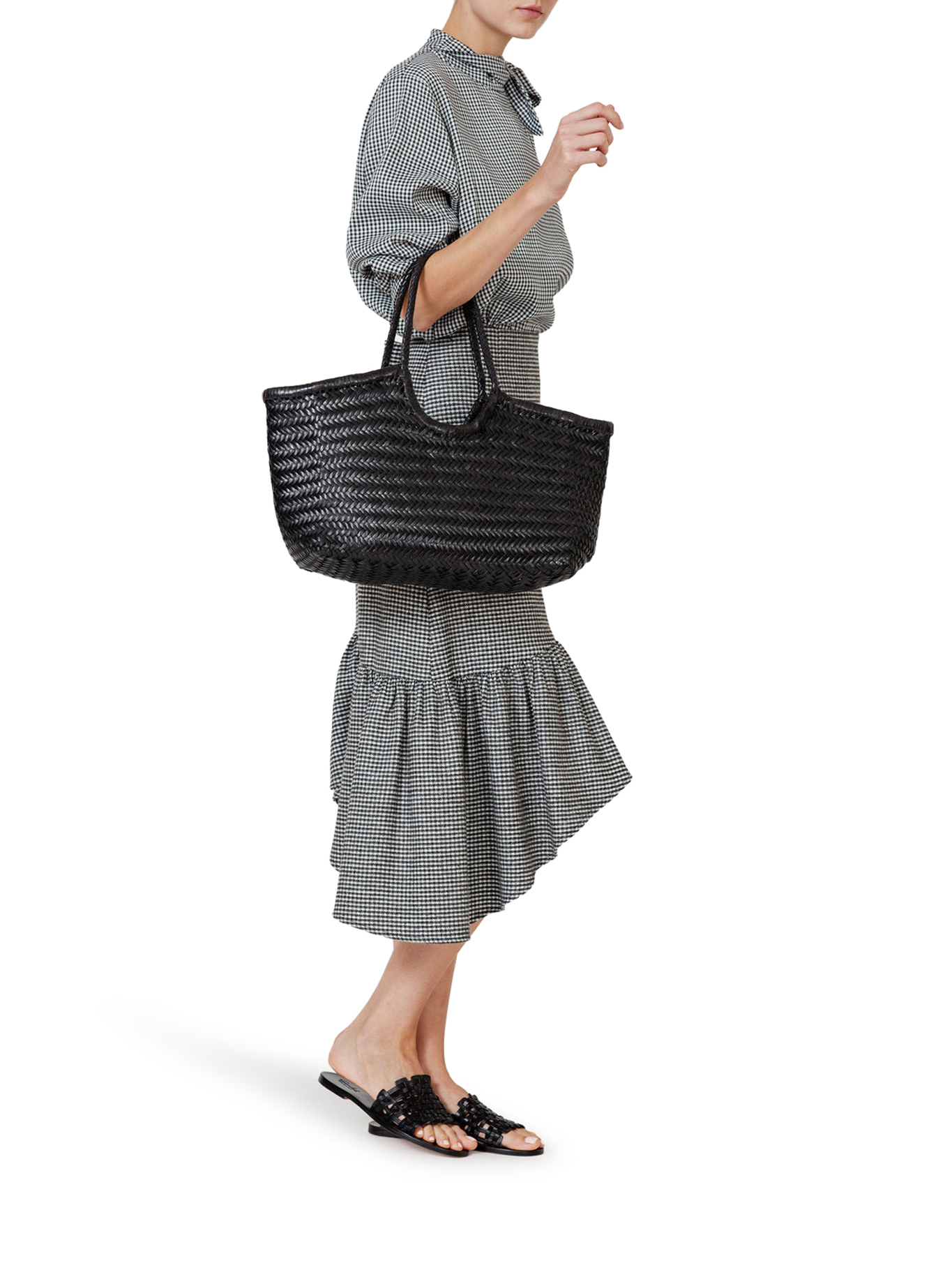 NANTUCKET BIG TOTE BAG IN WOVEN LEATHER DGS68822BLACK (dragon DIFFUSION / トートバッグ ) | dragon DIFFUSION (ドラゴンディフュージョン)(1)