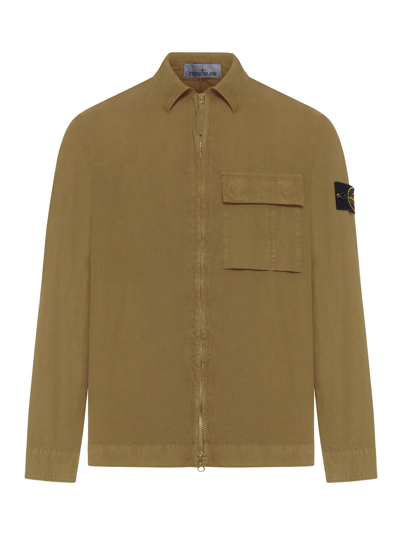 ORGANIC COTTON ZIP-UP OVERSHIRT WITH REMOVABLE BADGE L1S151200008S00WNV015G (STONE ISLAND / シャツ・ブラウス ) | STONE ISLAND (ストーンアイランド)