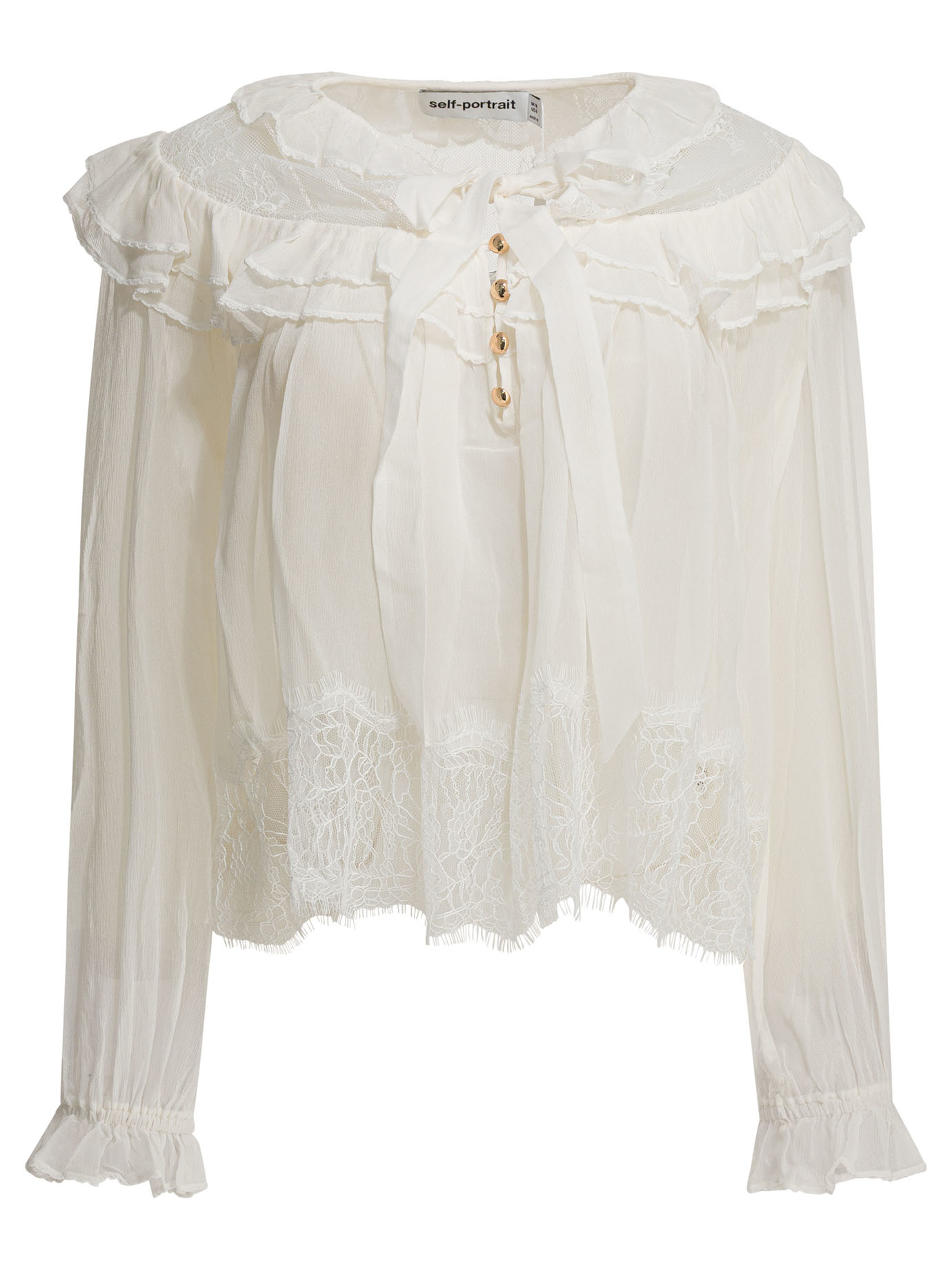 Georgette Lace Blouse RS26192TWWHITE (self-portrait / シャツ・ブラウス ) | self-portrait (セルフ・ポートレイト)