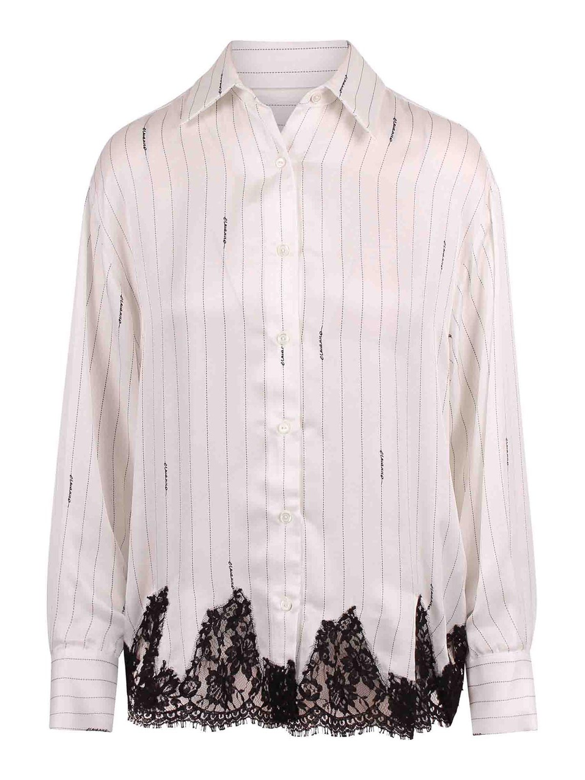 Pinstriped Shirt with Lace D47EK008EB1MF071 (ERMANNO SCERVINO / シャツ・ブラウス ) | ERMANNO SCERVINO (エルマンノ シェルヴィーノ)