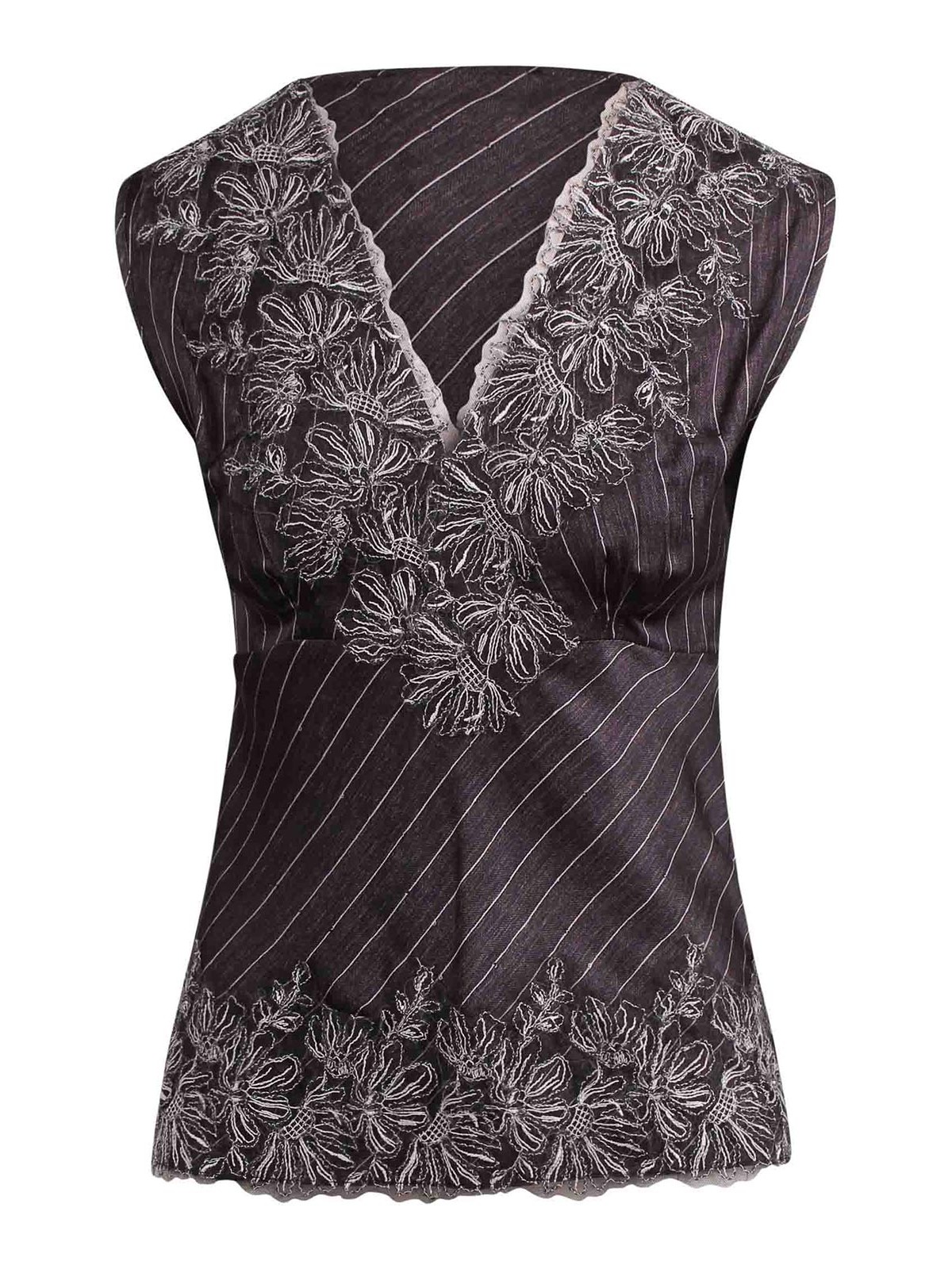 V-Neck Vest Top with Lace Embroidery D47EL007EB39795 (ERMANNO SCERVINO / タンクトップ・キャミソール ) | ERMANNO SCERVINO (エルマンノ シェルヴィーノ)