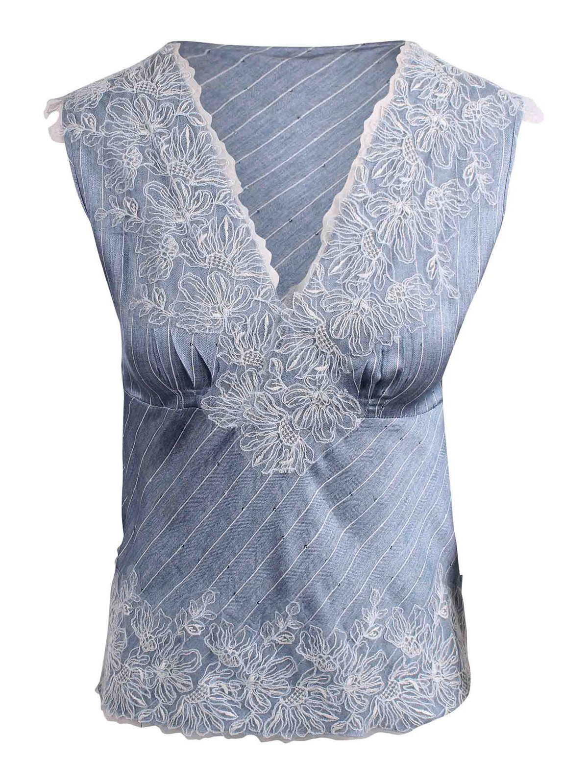 V-Neck Vest Top with Lace Embroidery D47EL007EB376349 (ERMANNO SCERVINO / タンクトップ・キャミソール ) | ERMANNO SCERVINO (エルマンノ シェルヴィーノ)