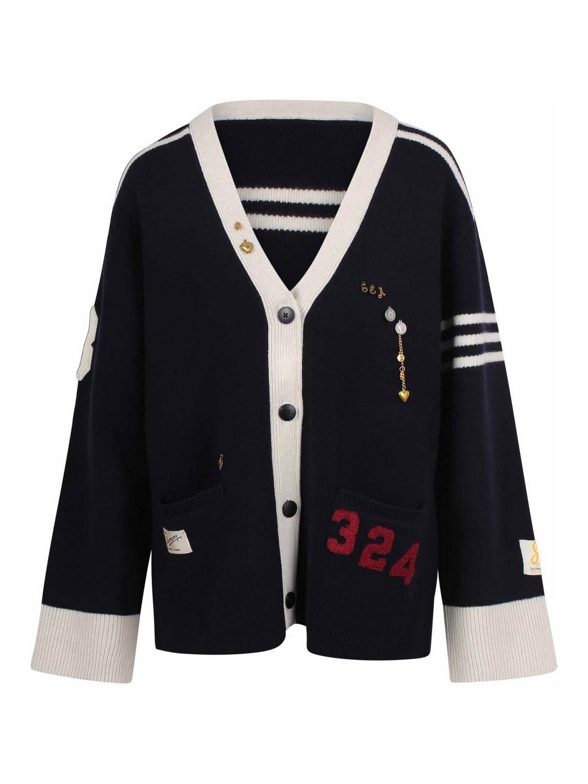 Crochet Cardigan with Hand-Knitted Cape AW25012NAVY (Sea New York / ニット・セーター・カーディガン ) | Sea New York (シー ニューヨーク)