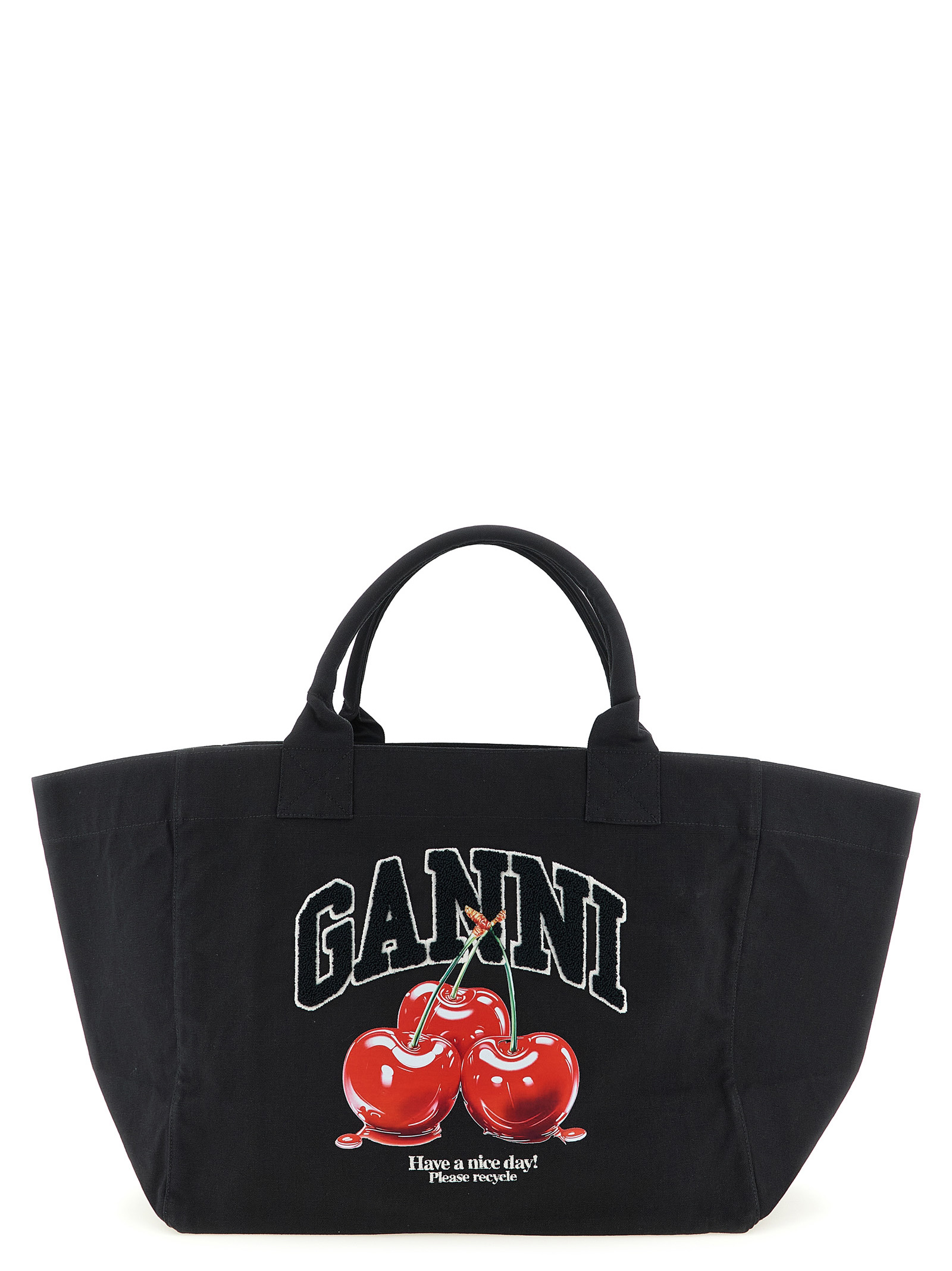 'Black XXL Cherry Tote' shopping bag B2110037252 (GANNI / トートバッグ ) | GANNI (ガニー)