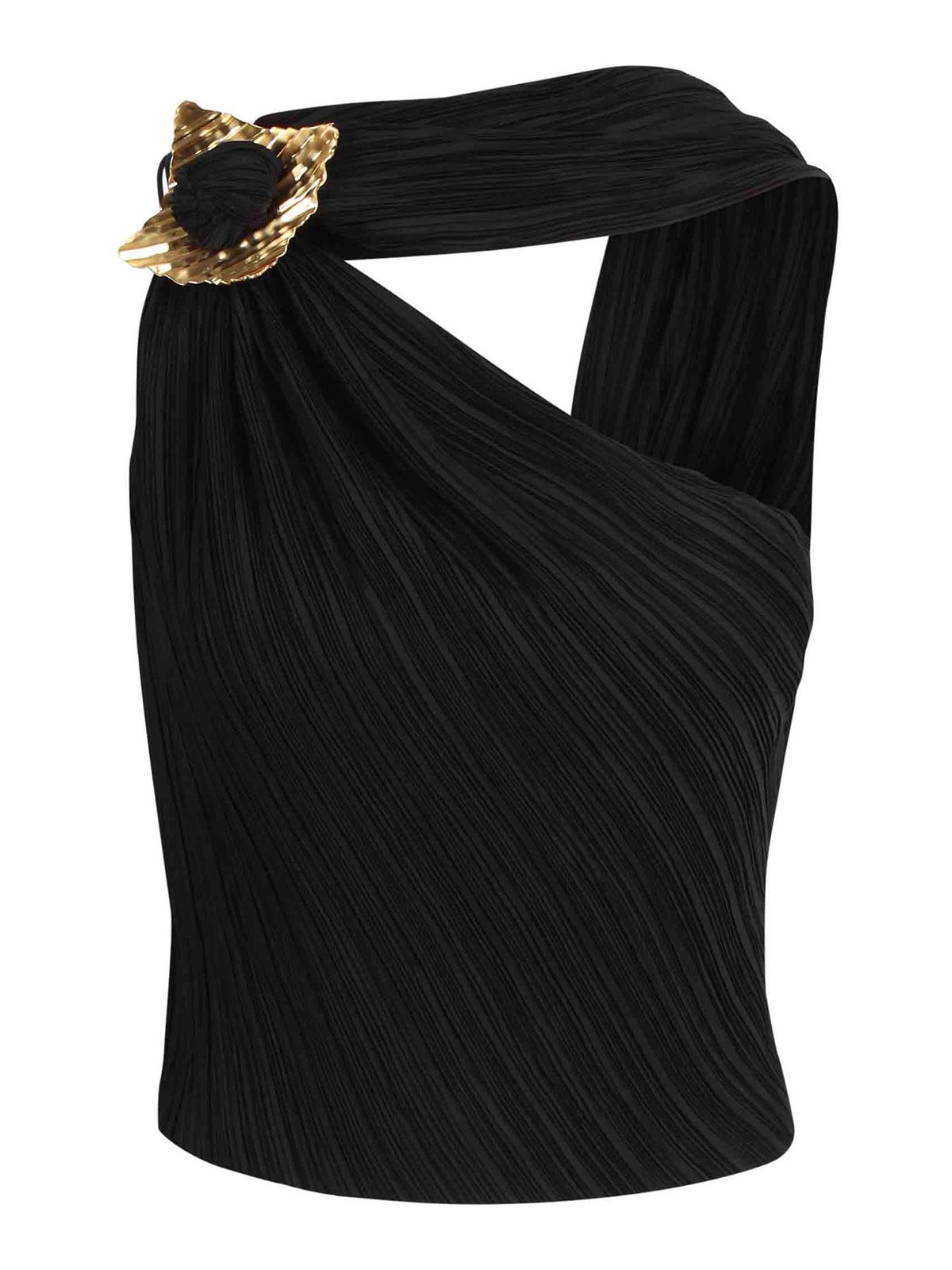 Pleated Top with Asymmetric Neckline TP28904PE2870BLACK (cult gaia / タンクトップ・キャミソール ) | cult gaia (カルト ガイア)