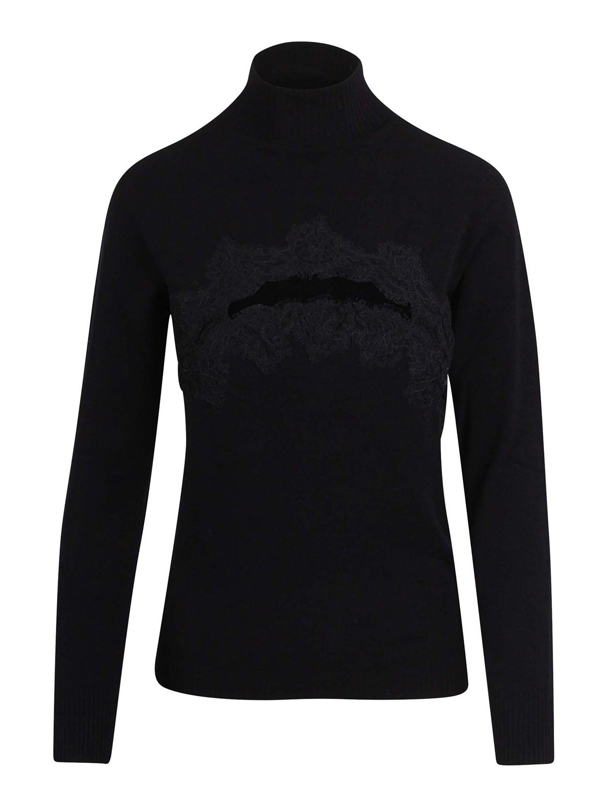 High-Neck Sweater with Lace Neckline D47EM046EP2MF099 (ERMANNO SCERVINO / ニット・セーター・カーディガン ) | ERMANNO SCERVINO (エルマンノ シェルヴィーノ)