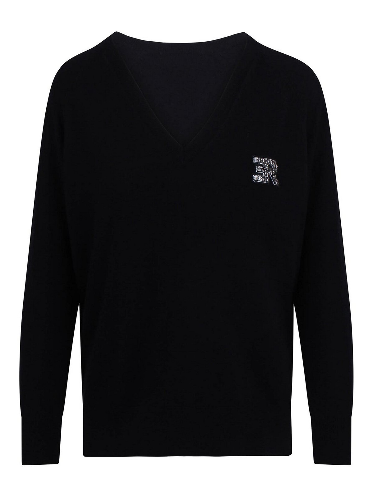 Wool and Cashmere Sweater with Jeweled Logo D47EM055E52MF099 (ERMANNO SCERVINO / ニット・セーター・カーディガン ) | ERMANNO SCERVINO (エルマンノ シェルヴィーノ)