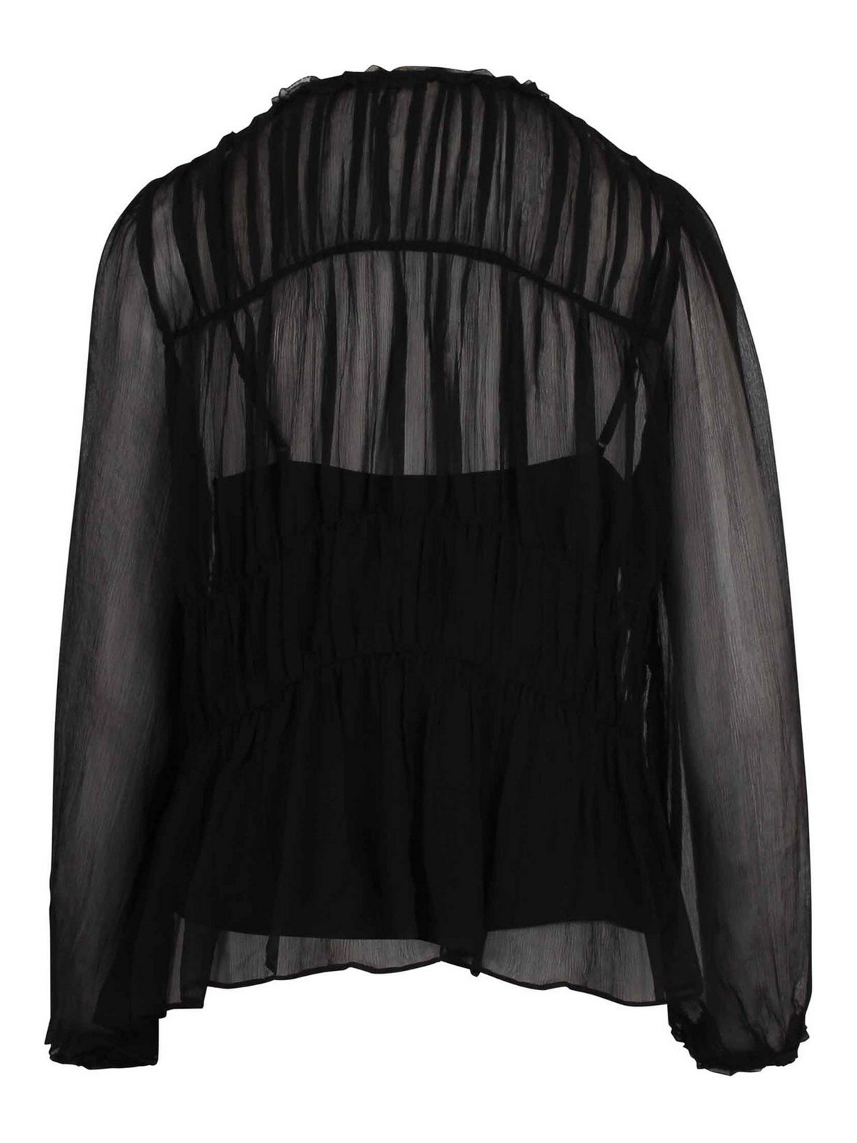 Soraya Semi-Sheer Blouse with Bow at the Neck FA250219NOIR (ULLA JOHNSON / シャツ・ブラウス ) | ULLA JOHNSON (ウラ ジョンソン)(1)
