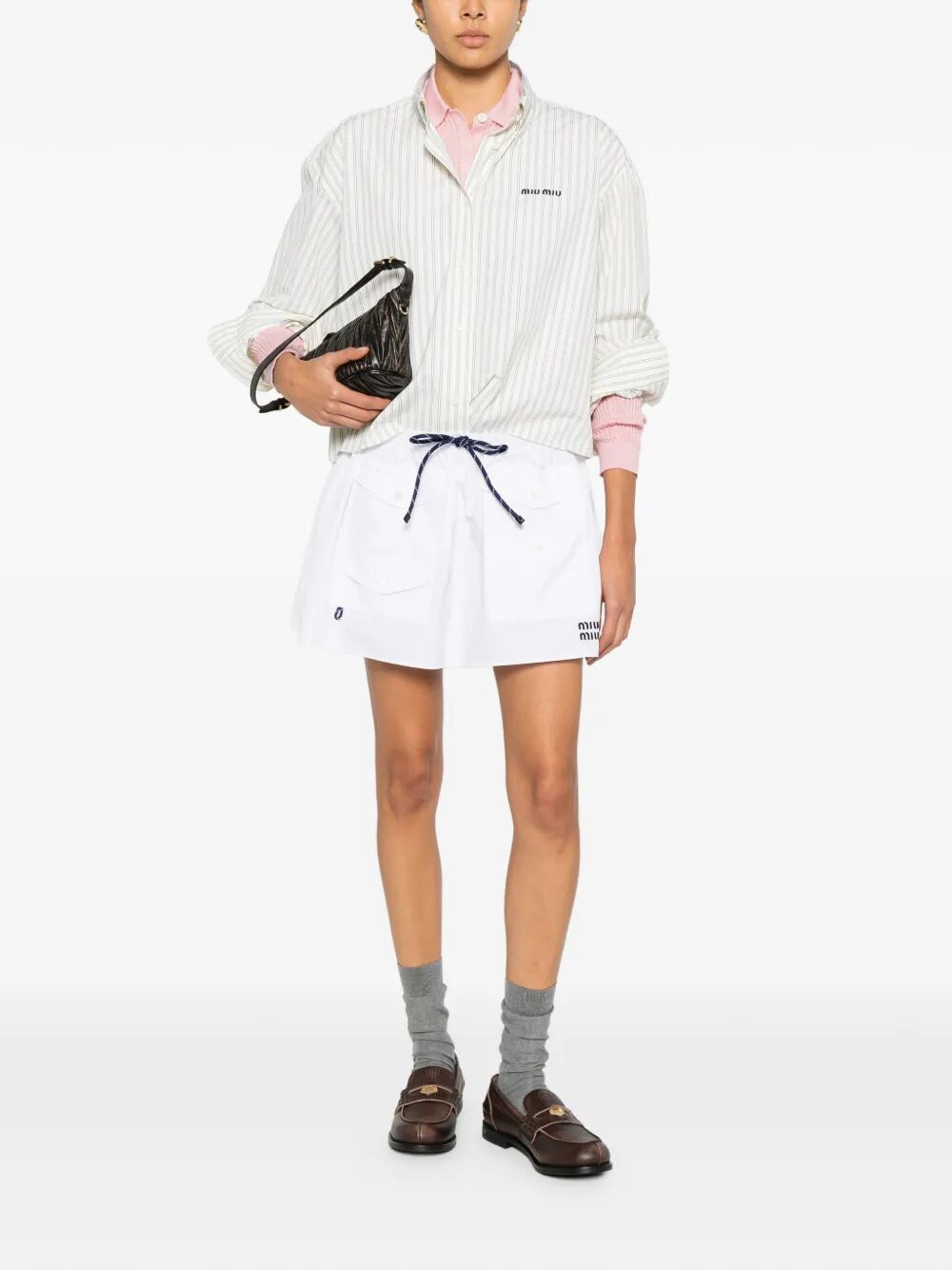 CROPPED STRIPED SHIRT MK1659SOOO180UF0061 (MIU MIU / シャツ・ブラウス ) | MIU MIU (ミュウミュウ)(1)
