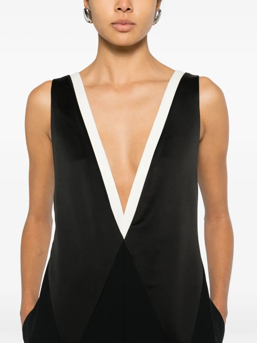 CONTRAST V-NECK JUMPSUIT TU0295FAX1713NWE (TOM FORD / ワンピース・ドレス・オールインワン ) | TOM FORD (トムフォード)(1)