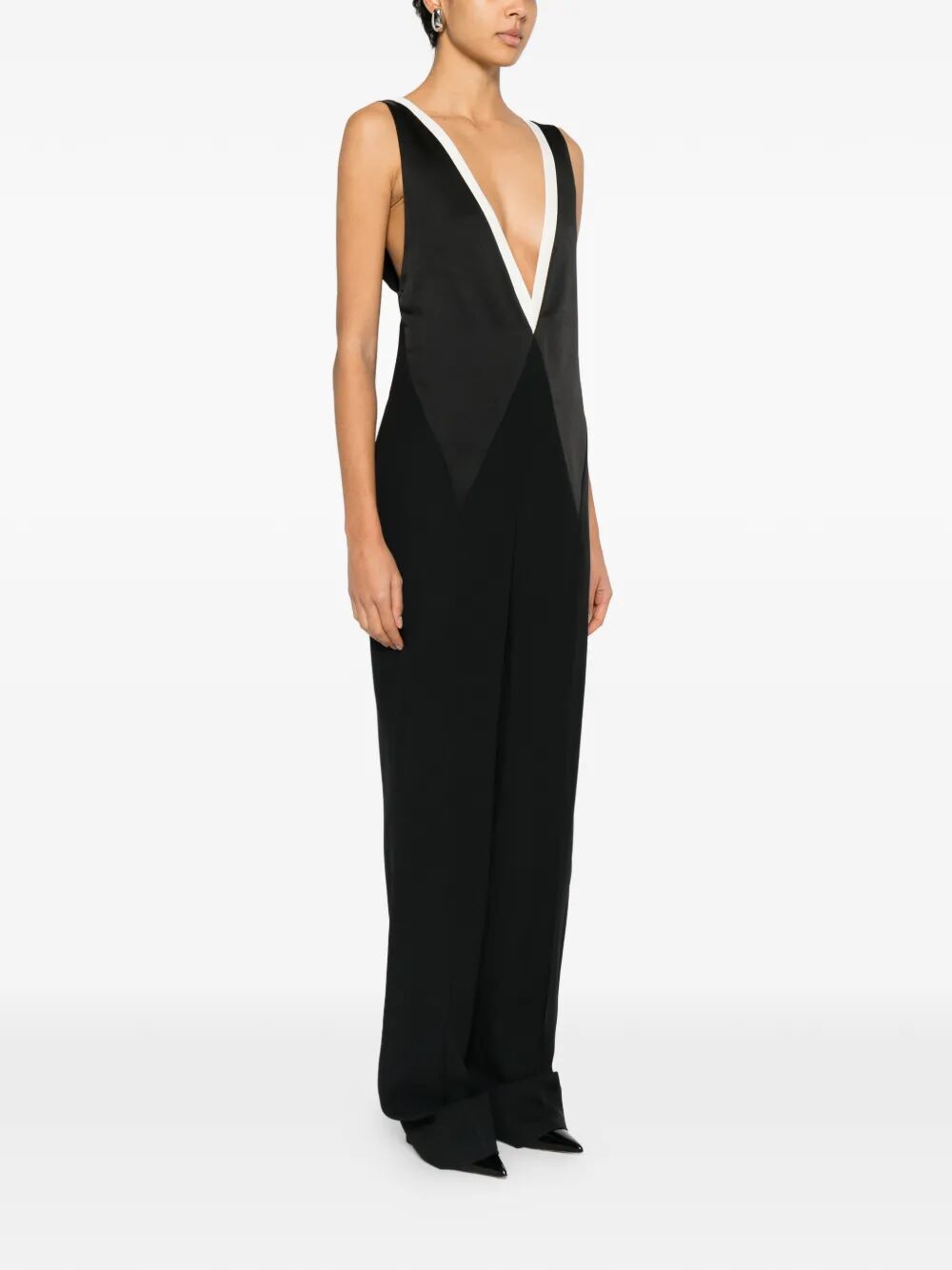 CONTRAST V-NECK JUMPSUIT TU0295FAX1713NWE (TOM FORD / ワンピース・ドレス・オールインワン ) | TOM FORD (トムフォード)(2)
