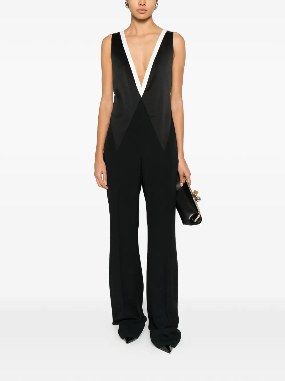 CONTRAST V-NECK JUMPSUIT TU0295FAX1713NWE (TOM FORD / ワンピース・ドレス・オールインワン ) | TOM FORD (トムフォード)(4)