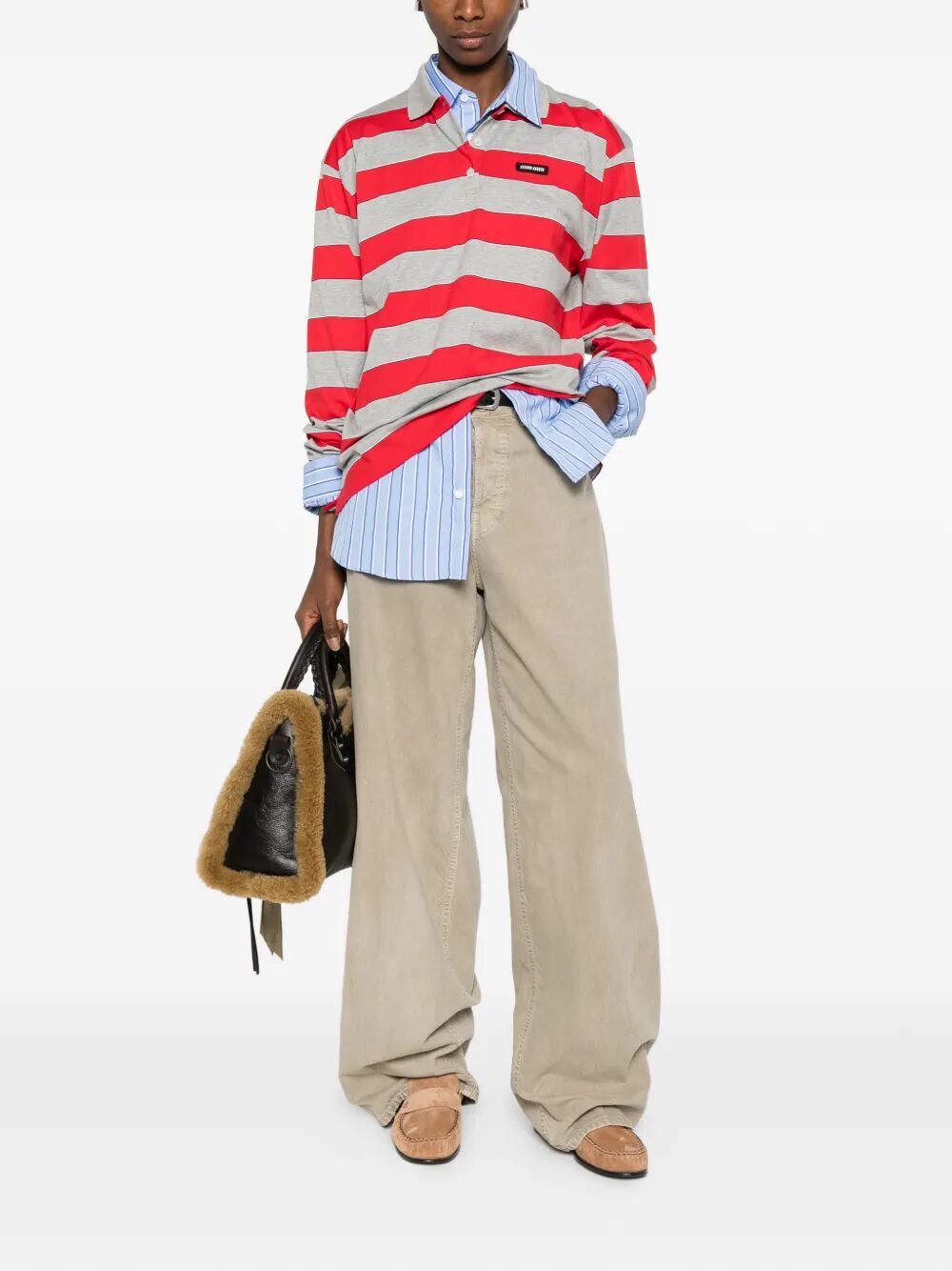 LONG-SLEEVED JERSEY STRIPED T-SHIRT MJLA19SOOO14RTF0N96 (MIU MIU / ポロシャツ ) | MIU MIU (ミュウミュウ)(1)