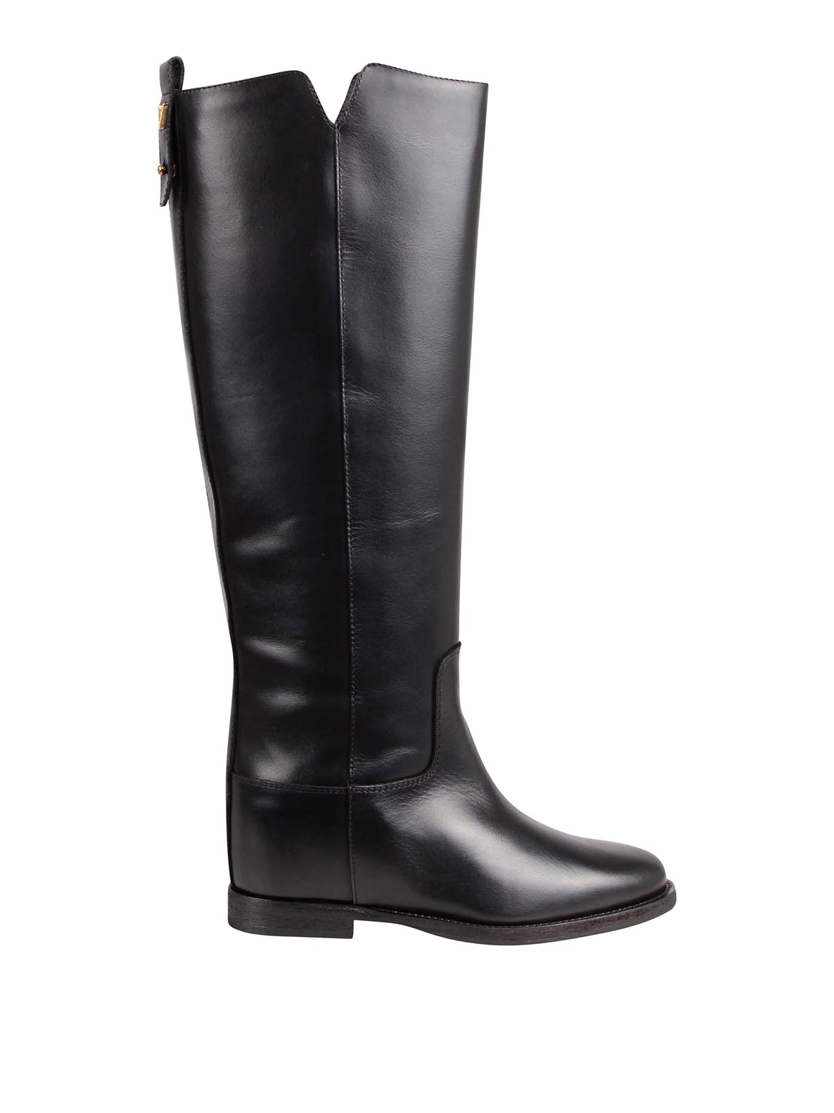 Knee-High Boots with Tongue and Logo Detail 4413BLACK (Via Rome 15 / ブーツ ) | Via Rome 15 (ヴィアローマ クインディチ)