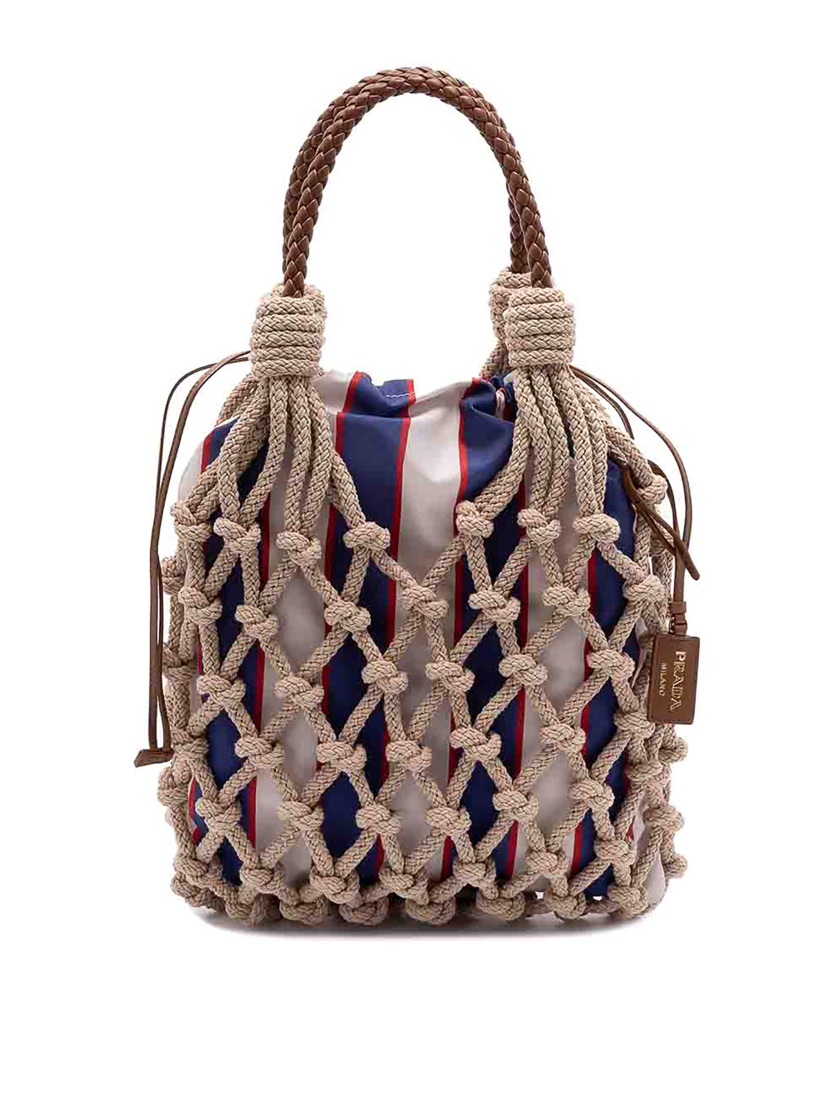 `` Nou` Cotton And Leather Handbag 1BC1112DI2VOORF04HS (Prada / ハンドバッグ・ショルダーバッグ ) | Prada (プラダ)