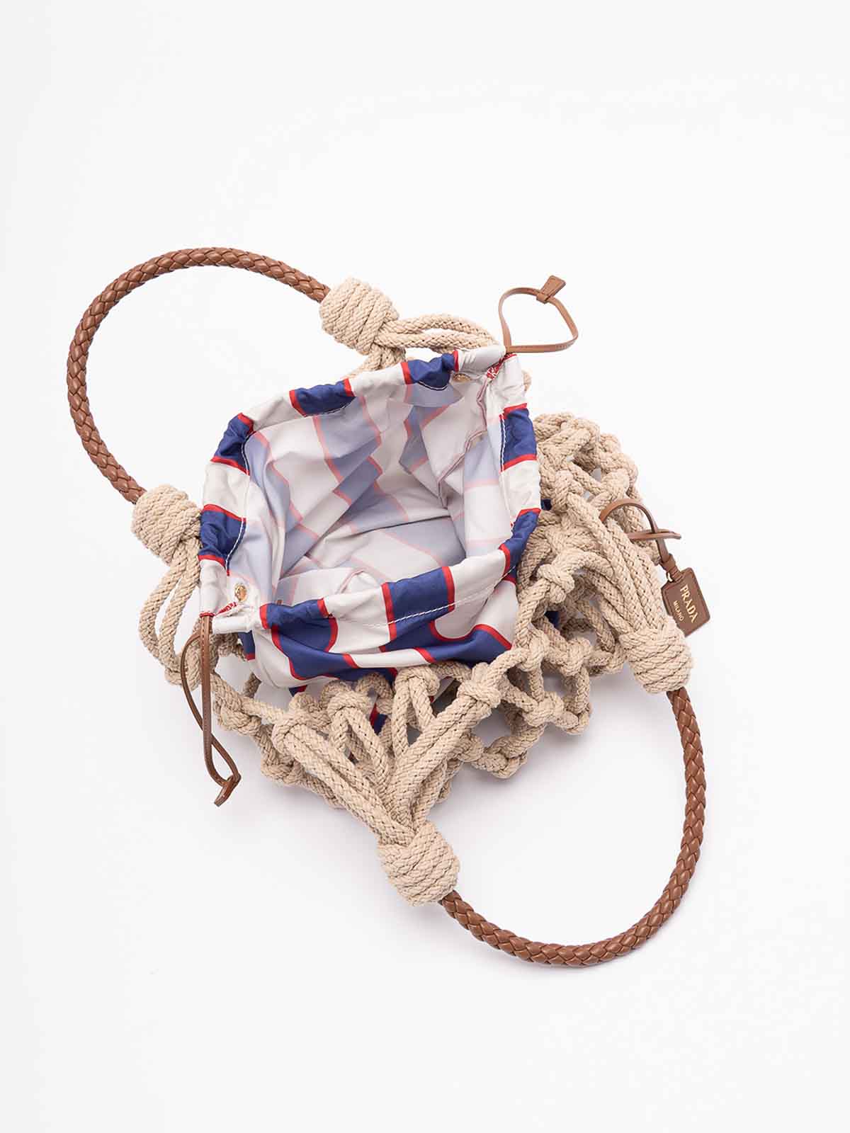 `` Nou` Cotton And Leather Handbag 1BC1112DI2VOORF04HS (Prada / ハンドバッグ・ショルダーバッグ ) | Prada (プラダ)(4)