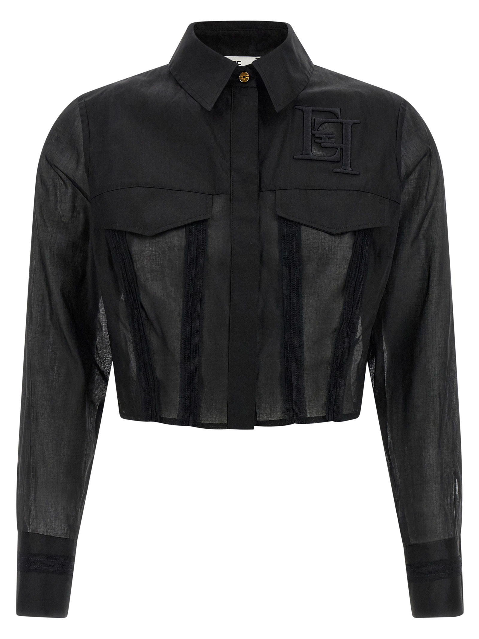 Logo embroidery maxi crop shirt CA12661E2110 (Elisabetta Franchi / シャツ・ブラウス ) | Elisabetta Franchi (エリザベッタ フランキ)