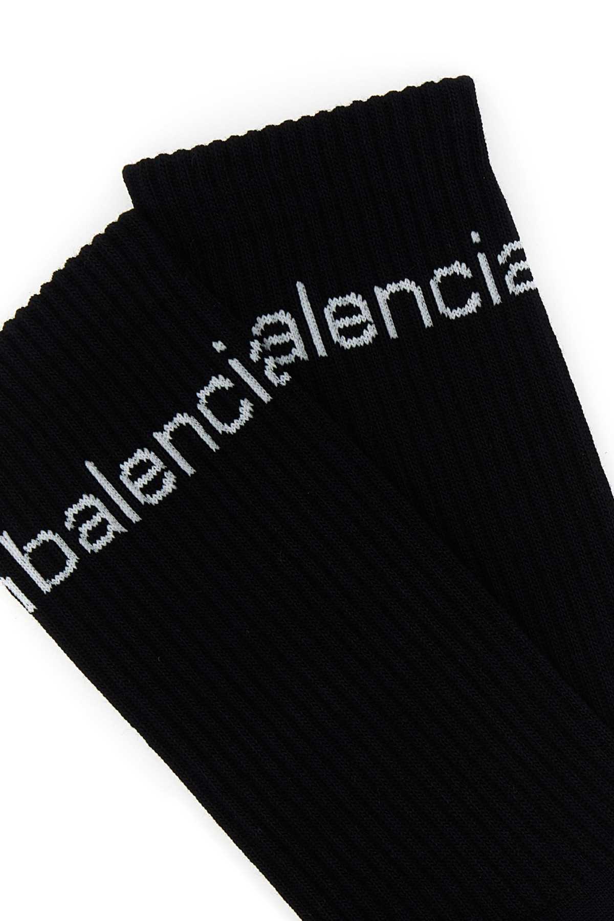 Black stretch cotton blend socks 744751472B41077 (Balenciaga / アンダーウェア ) | Balenciaga (バレンシアガ)(2)