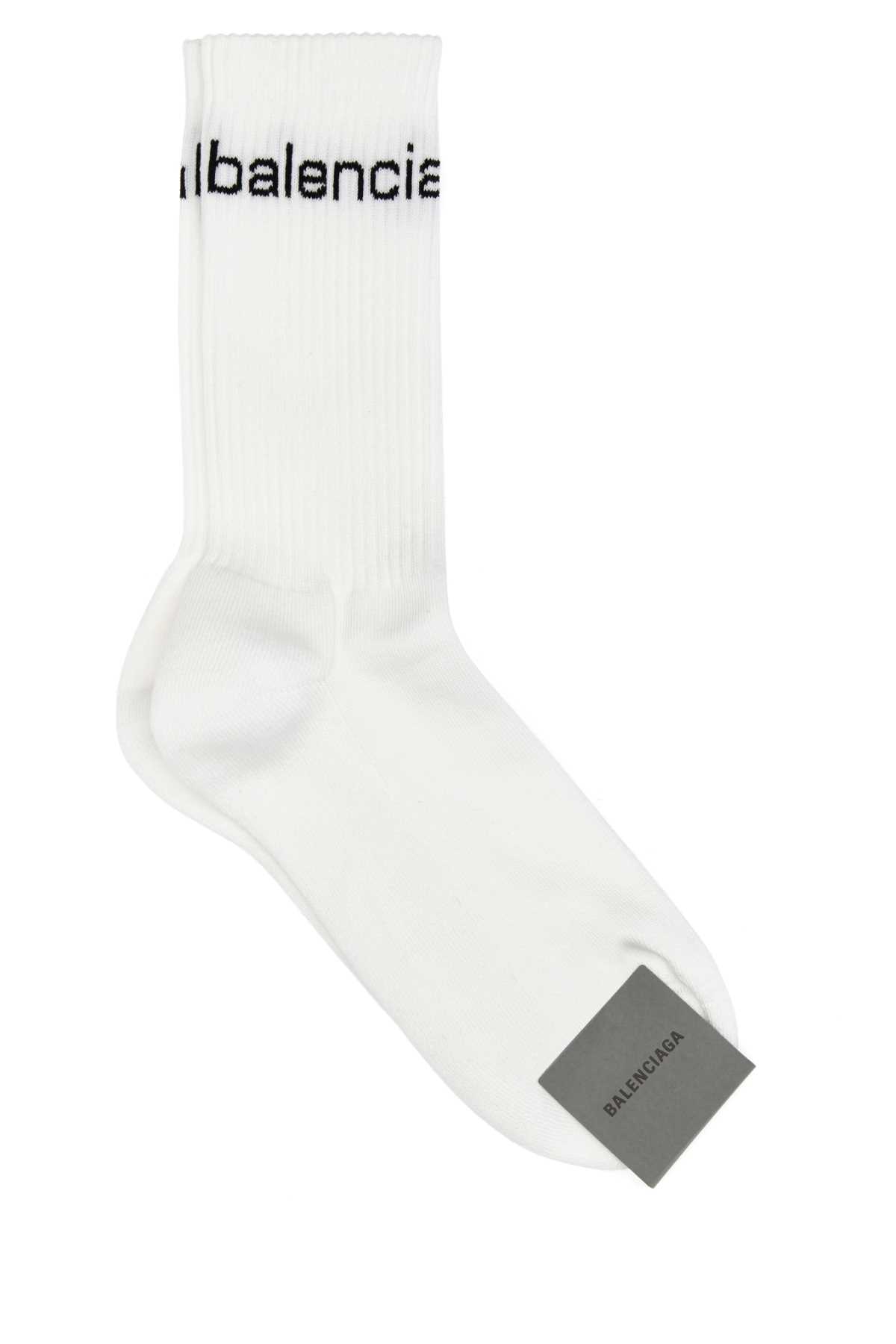 White stretch cotton blend socks 744751472B49060 (Balenciaga / アンダーウェア ) | Balenciaga (バレンシアガ)