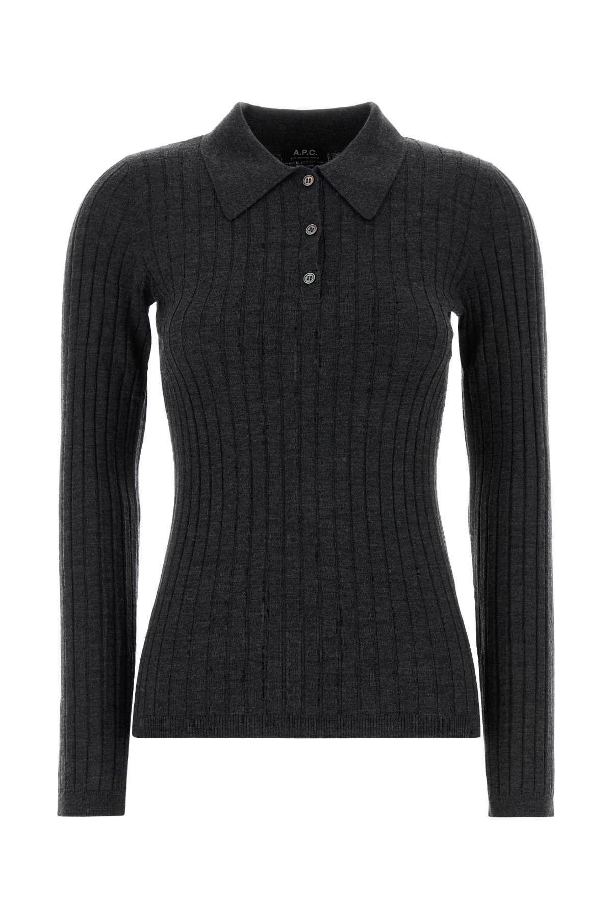 Charcoal wool polo shirt WVBEGF23473PLC (A.P.C. / ニット・セーター・カーディガン ) | A.P.C. (アーペーセー)