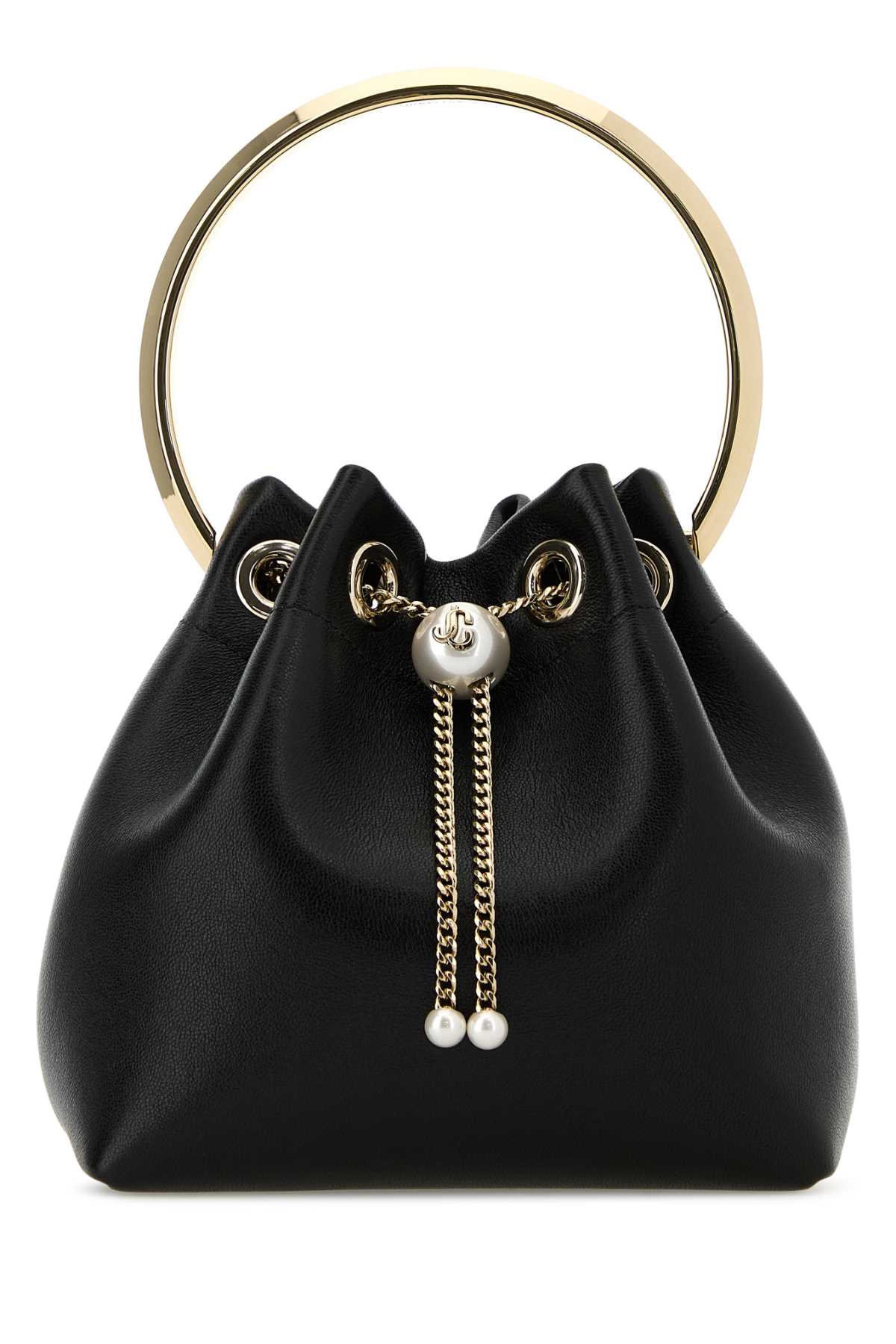 Black leather Bon Bon bucket bag BONBONTYTBLALIGGOL (JIMMY CHOO / ハンドバッグ・ショルダーバッグ ) | JIMMY CHOO (ジミー チュウ)