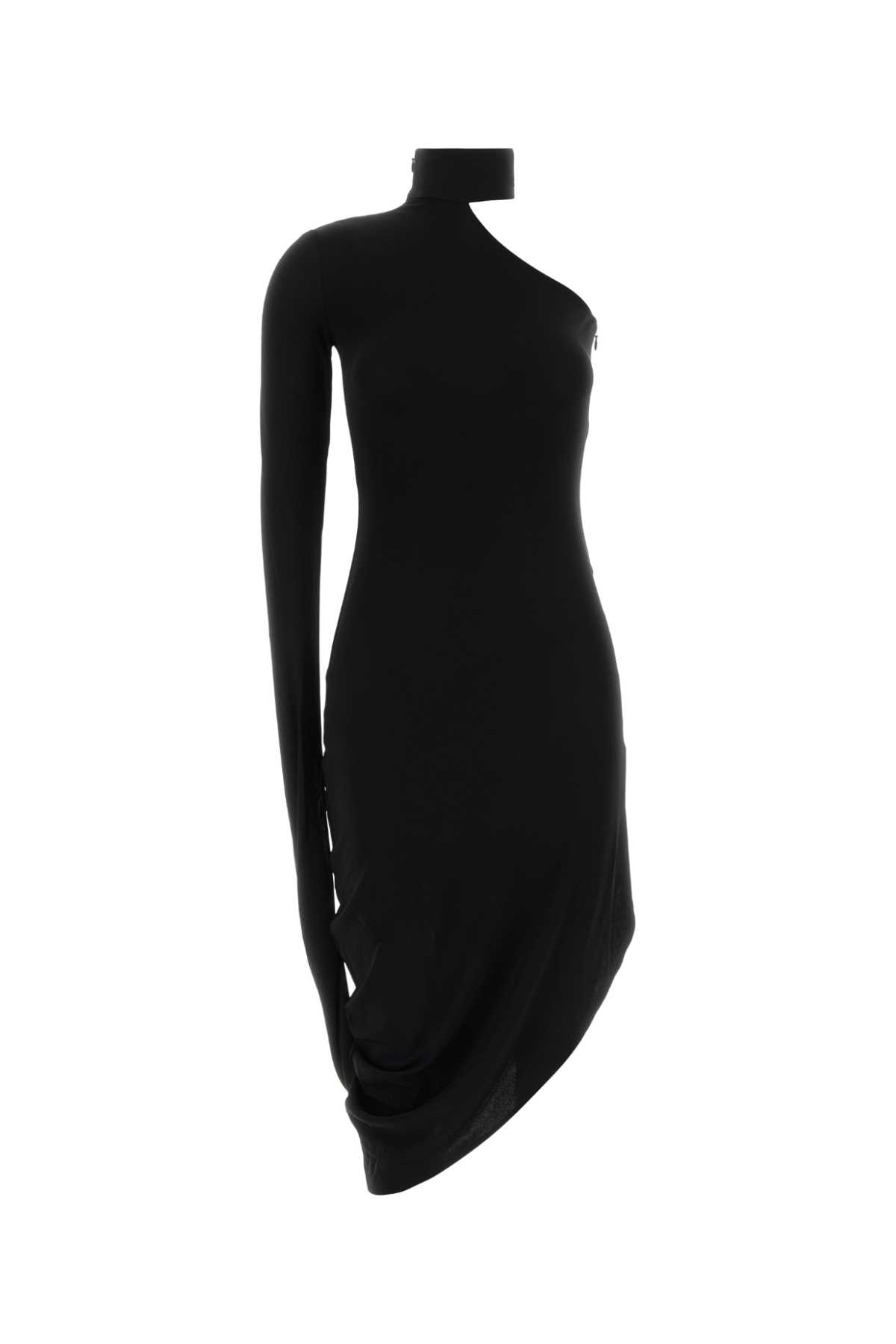 Black stretch jersey one-shoulder dress 1CC1266895001 (alexanderwang / ワンピース・ドレス・オールインワン ) | alexanderwang (アレキサンダーワン)