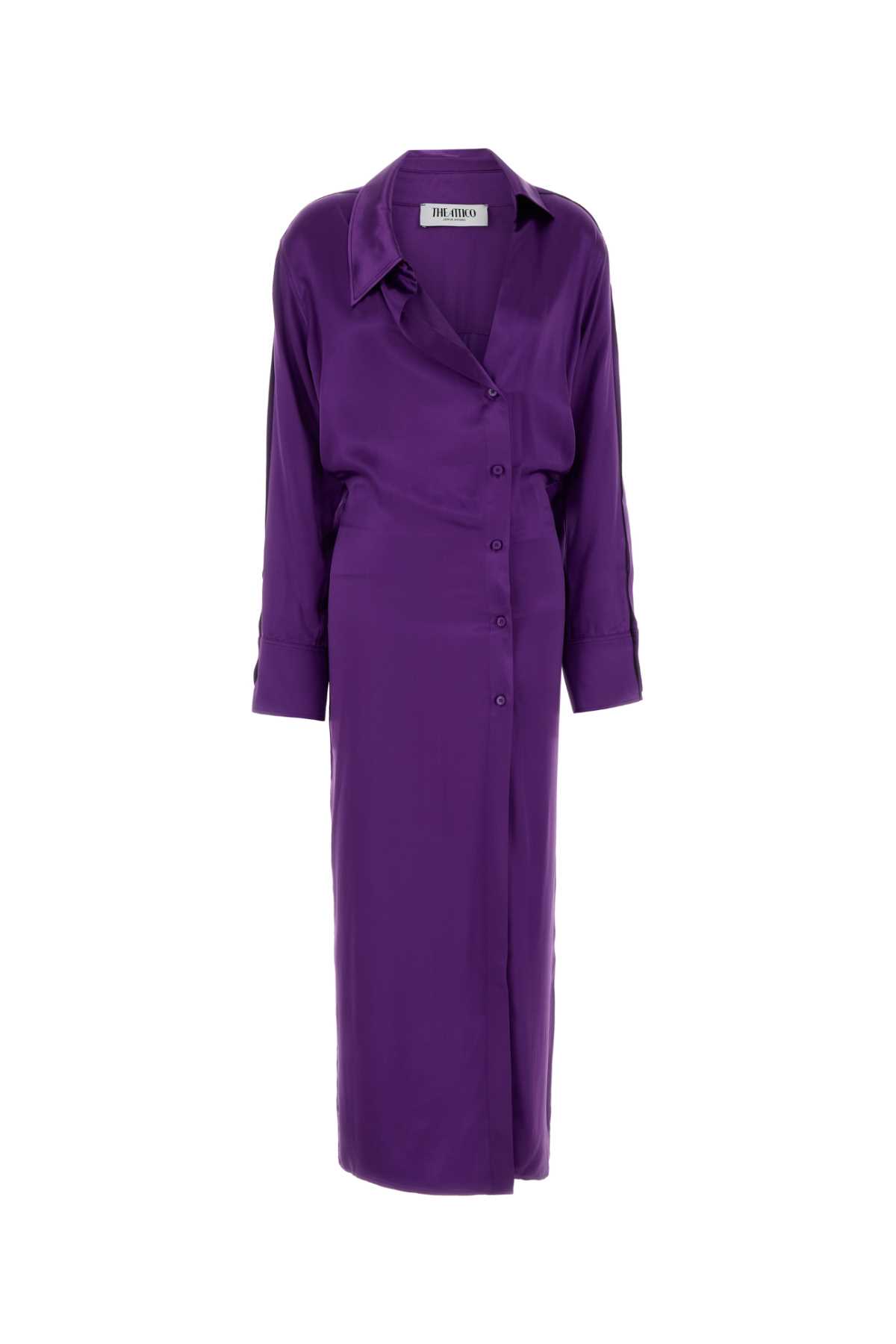 Purple satin shirt dress 260WCW00257VVV102AA769 (THE ATTICO / ワンピース・ドレス・オールインワン ) | THE ATTICO (ジ・アティコ)