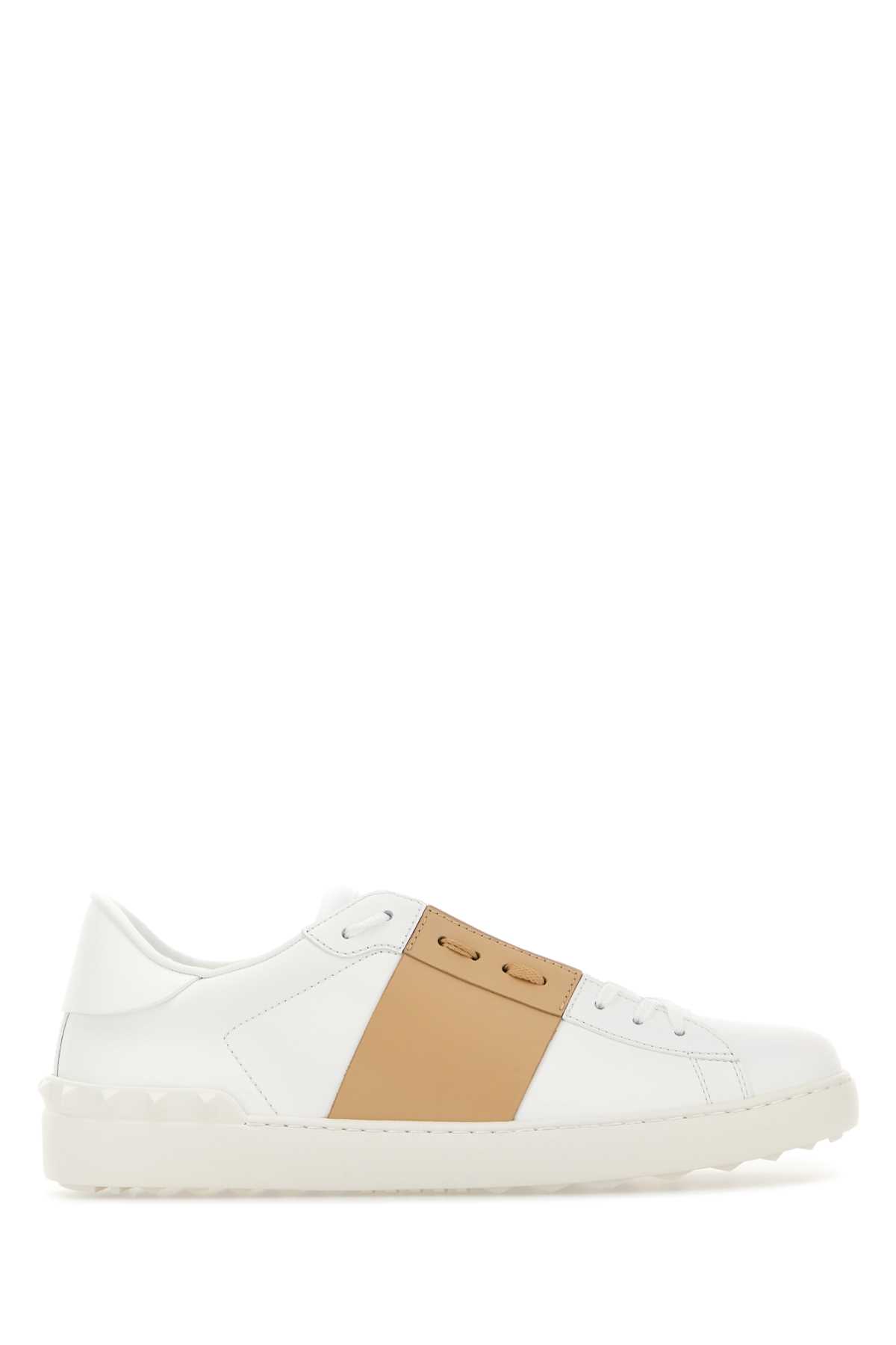 White leather Open sneakers with camel band 8Y2S0830BLUDAH (Valentino Garavani / スニーカー ) | Valentino Garavani (ヴァレンティノ)