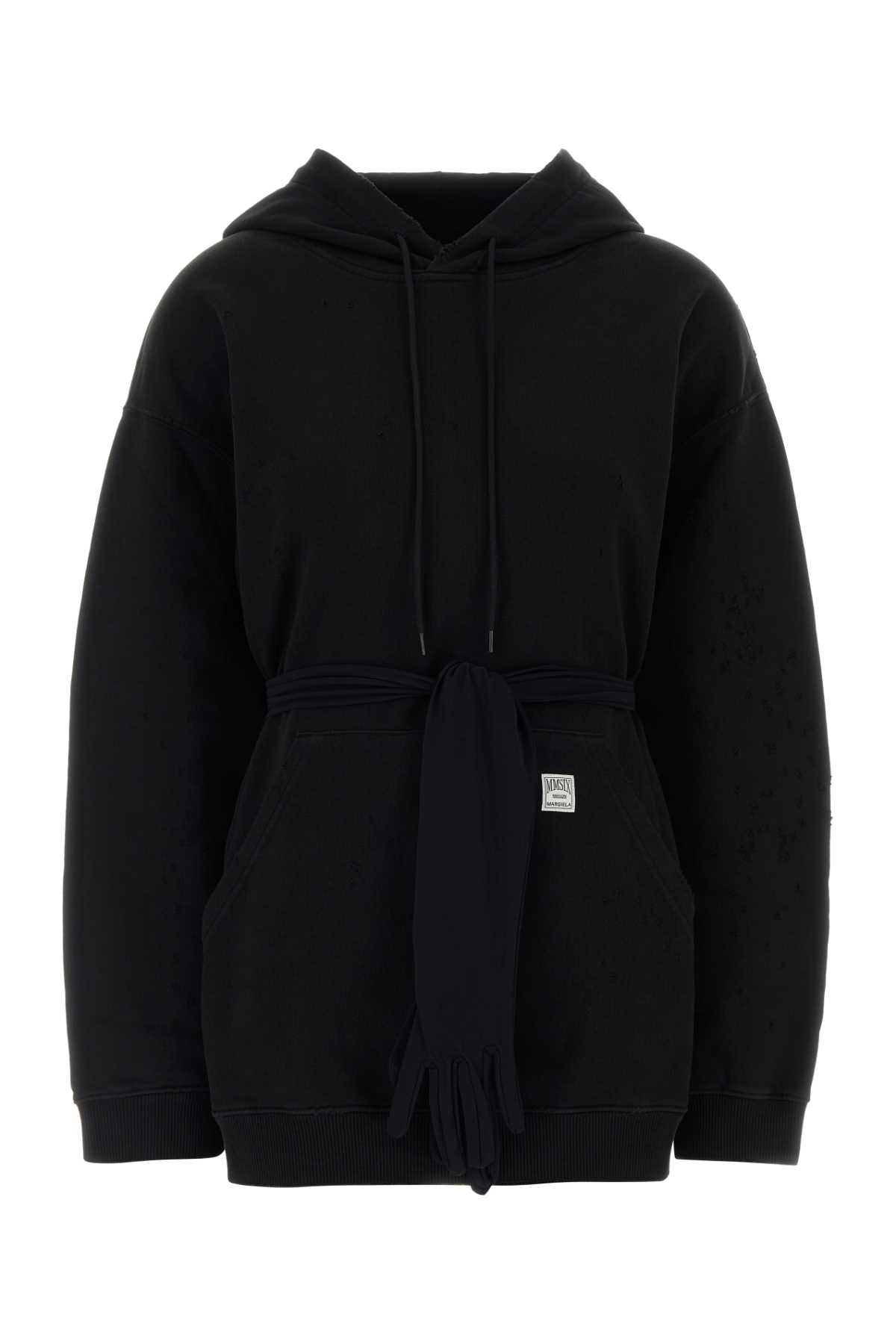 Black cotton mini sweatshirt dress S52DA0083M25025900 (MM6 Maison Margiela / ワンピース・ドレス・オールインワン ) | MM6 Maison Margiela (エムエムシックス)