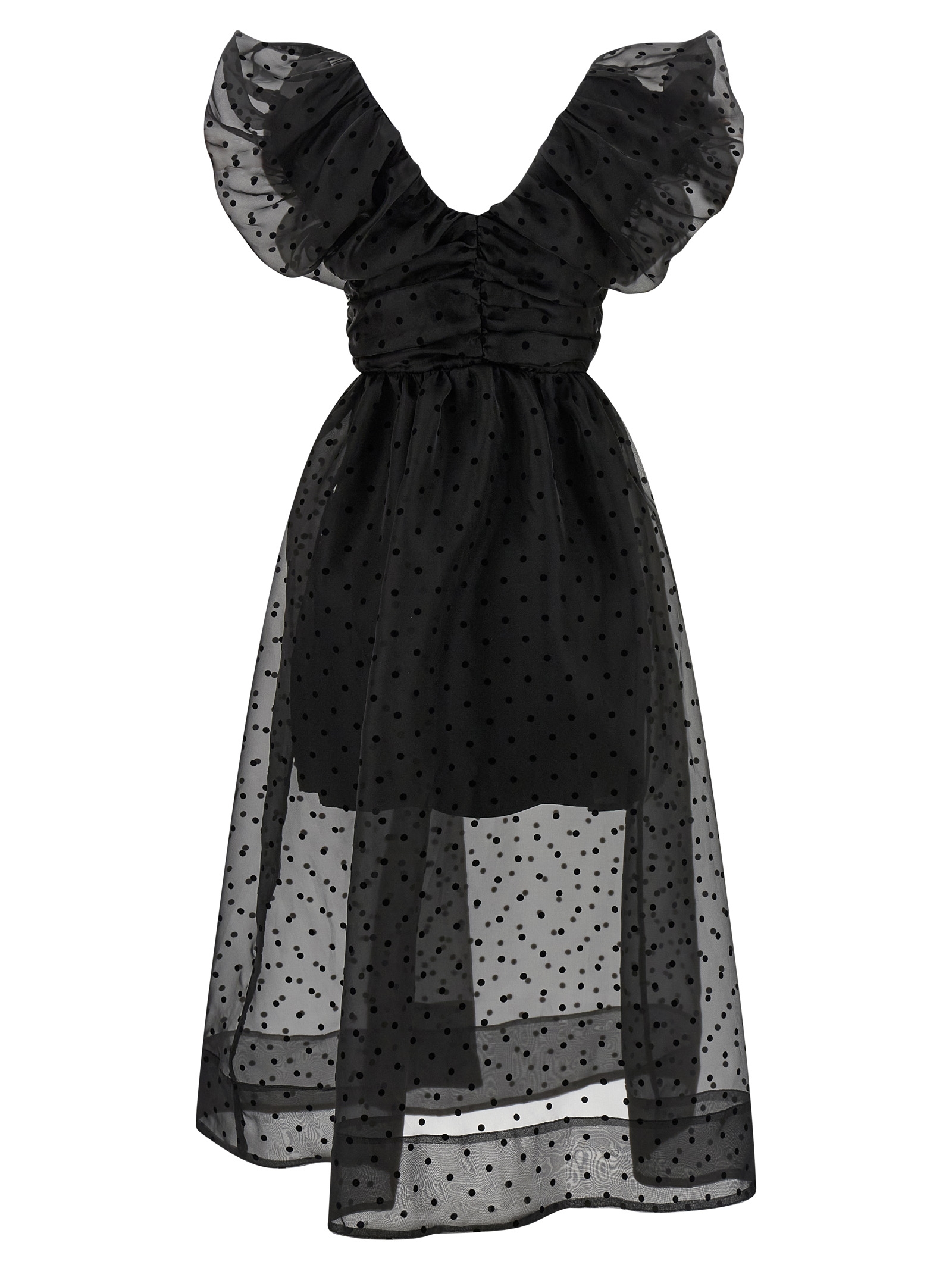 'Black Organza Ruched' dress A1030107099 (GANNI / ワンピース・ドレス・オールインワン ) | GANNI (ガニー)(1)
