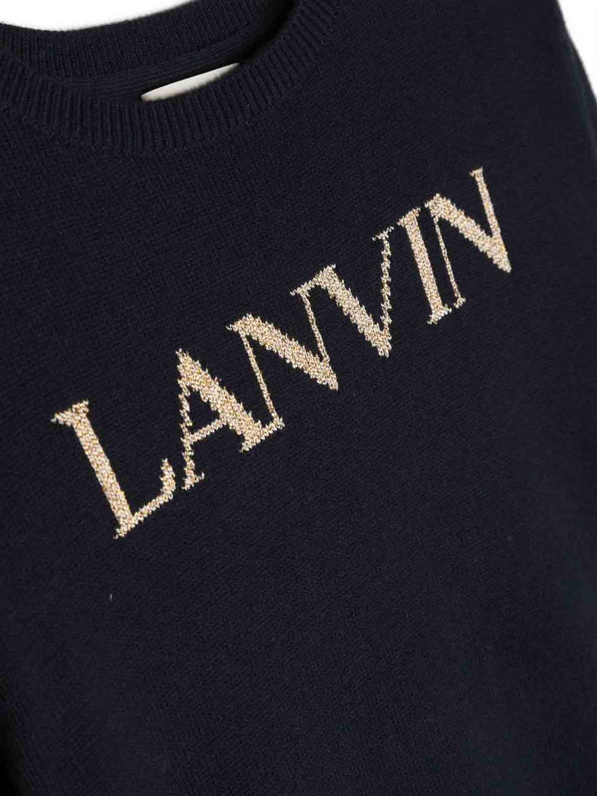 Navy blue cotton and wool girl lanvin jumper N15098859 (LANVIN / ニット・セーター・カーディガン ) | LANVIN (ランバン)(1)
