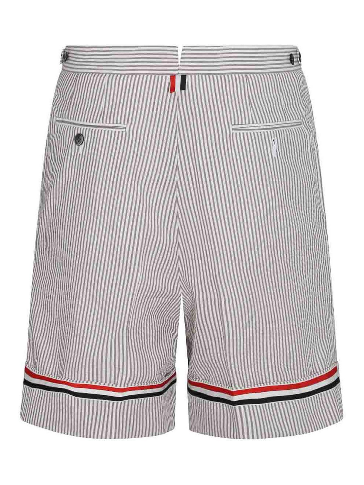 Grey and white cotton shorts MTC176E00572035 (Thom Browne / ショートパンツ ) | Thom Browne (トム・ブラウン)(1)