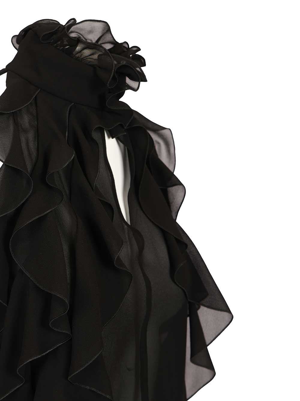 Cut-out top in silk georgette with ruffles 846784QBADS1000 (Alexander McQUEEN / タンクトップ・キャミソール ) | Alexander McQUEEN (アレキサンダー・マックイーン)(3)