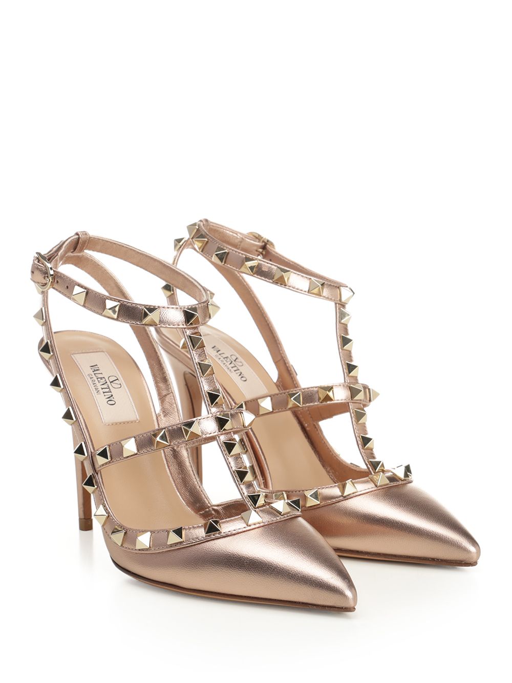 ANKLE STRAP | ROCKSTUD | T. 100 | NAPPA LAMINATA/PLATINUM STUDS 8W2S0393QKHGF9 (Valentino Garavani / パンプス・ハイヒール ) | Valentino Garavani (ヴァレンティノ)(1)