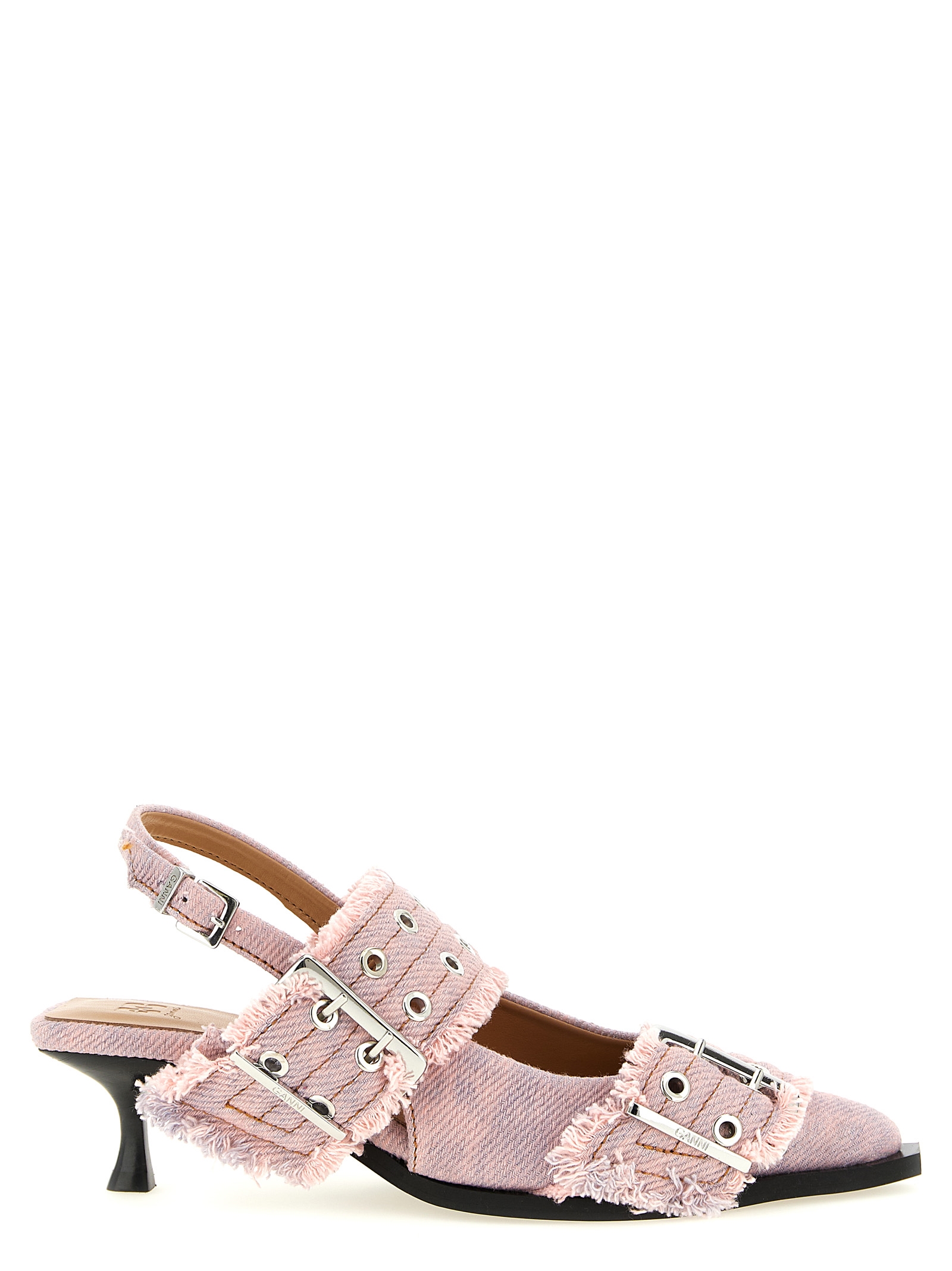 'Feminine Buckle Fringed Denim' slingback B102006205C (GANNI / パンプス・ハイヒール ) | GANNI (ガニー)