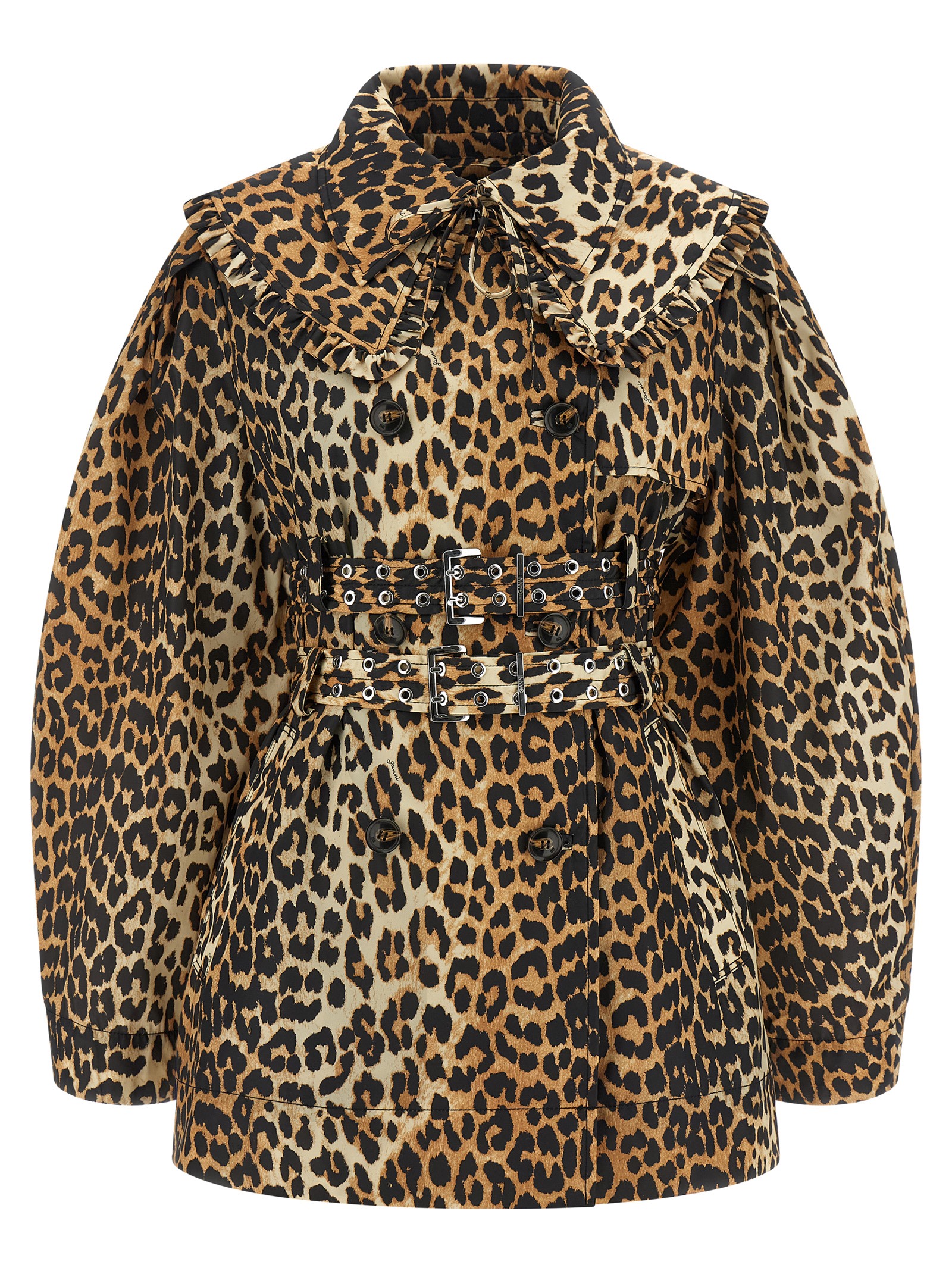 'Leopard Duchesse Nylon Short' trench coat A1010074859 (GANNI / コート ) | GANNI (ガニー)