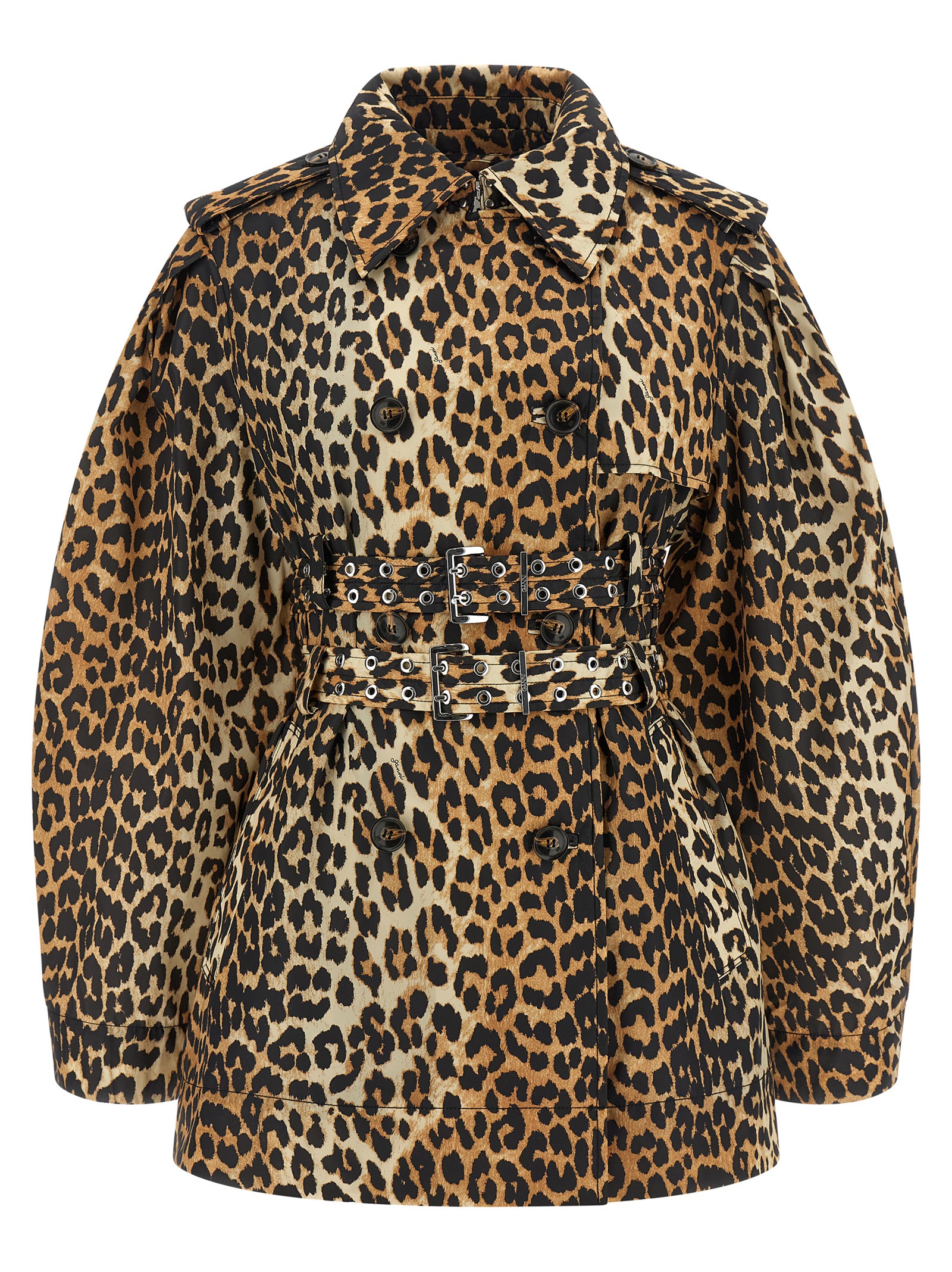 'Leopard Duchesse Nylon Short' trench coat A1010074859 (GANNI / コート ) | GANNI (ガニー)(1)