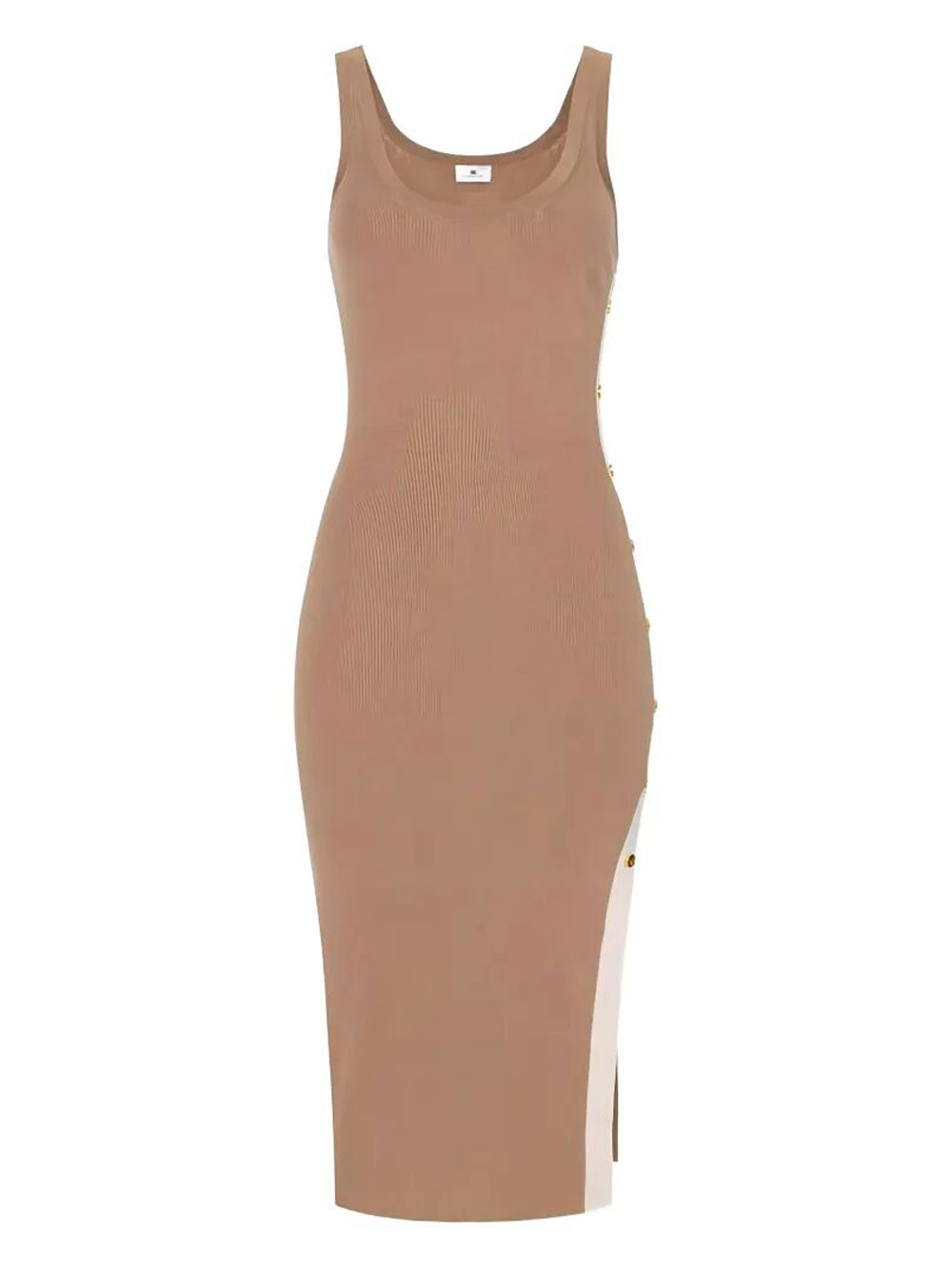 SLEEVELESS KNIT MIDI DRESS WITH SHINY VISCOSE BANDS AM03S61E2727 (Elisabetta Franchi / ワンピース・ドレス・オールインワン ) | Elisabetta Franchi (エリザベッタ フランキ)