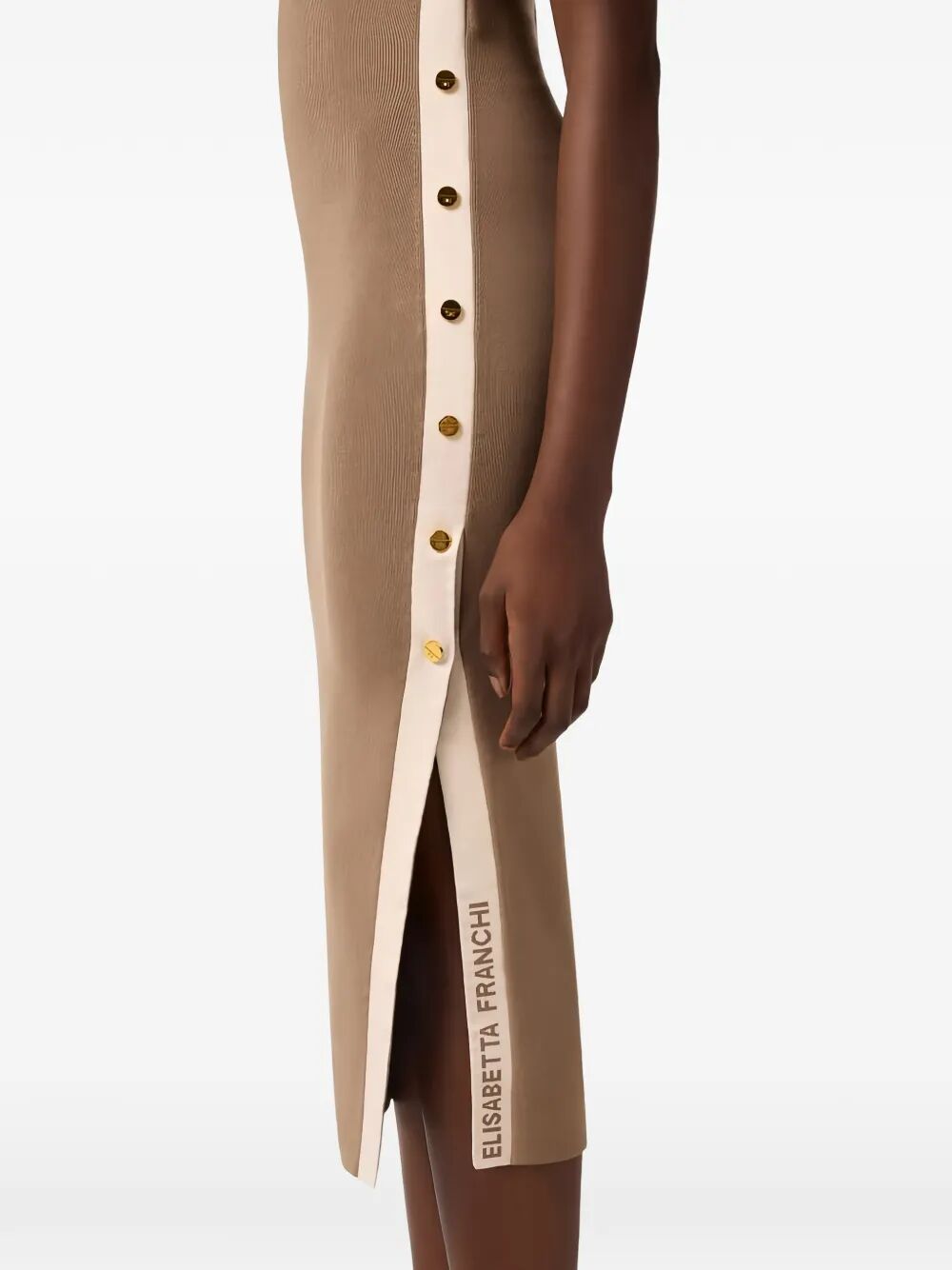 SLEEVELESS KNIT MIDI DRESS WITH SHINY VISCOSE BANDS AM03S61E2727 (Elisabetta Franchi / ワンピース・ドレス・オールインワン ) | Elisabetta Franchi (エリザベッタ フランキ)(3)