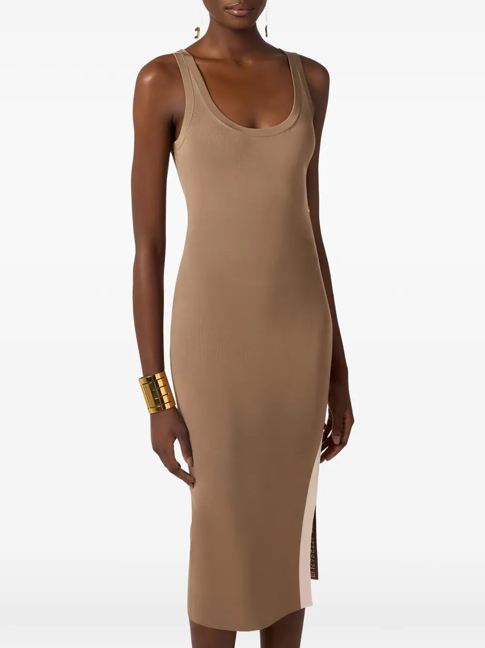 SLEEVELESS KNIT MIDI DRESS WITH SHINY VISCOSE BANDS AM03S61E2727 (Elisabetta Franchi / ワンピース・ドレス・オールインワン ) | Elisabetta Franchi (エリザベッタ フランキ)(4)