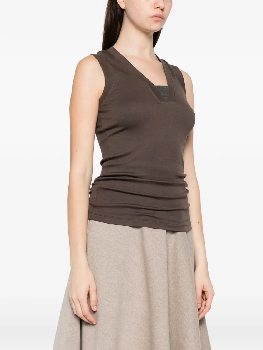 STRETCH COTTON JERSEY TANK TOP WITH PRECIOUS FAUX-LAYERING M0TC8EL672C8589 (Brunello Cucinelli / タンクトップ・キャミソール ) | Brunello Cucinelli (ブルネロ・クチネリ)(2)