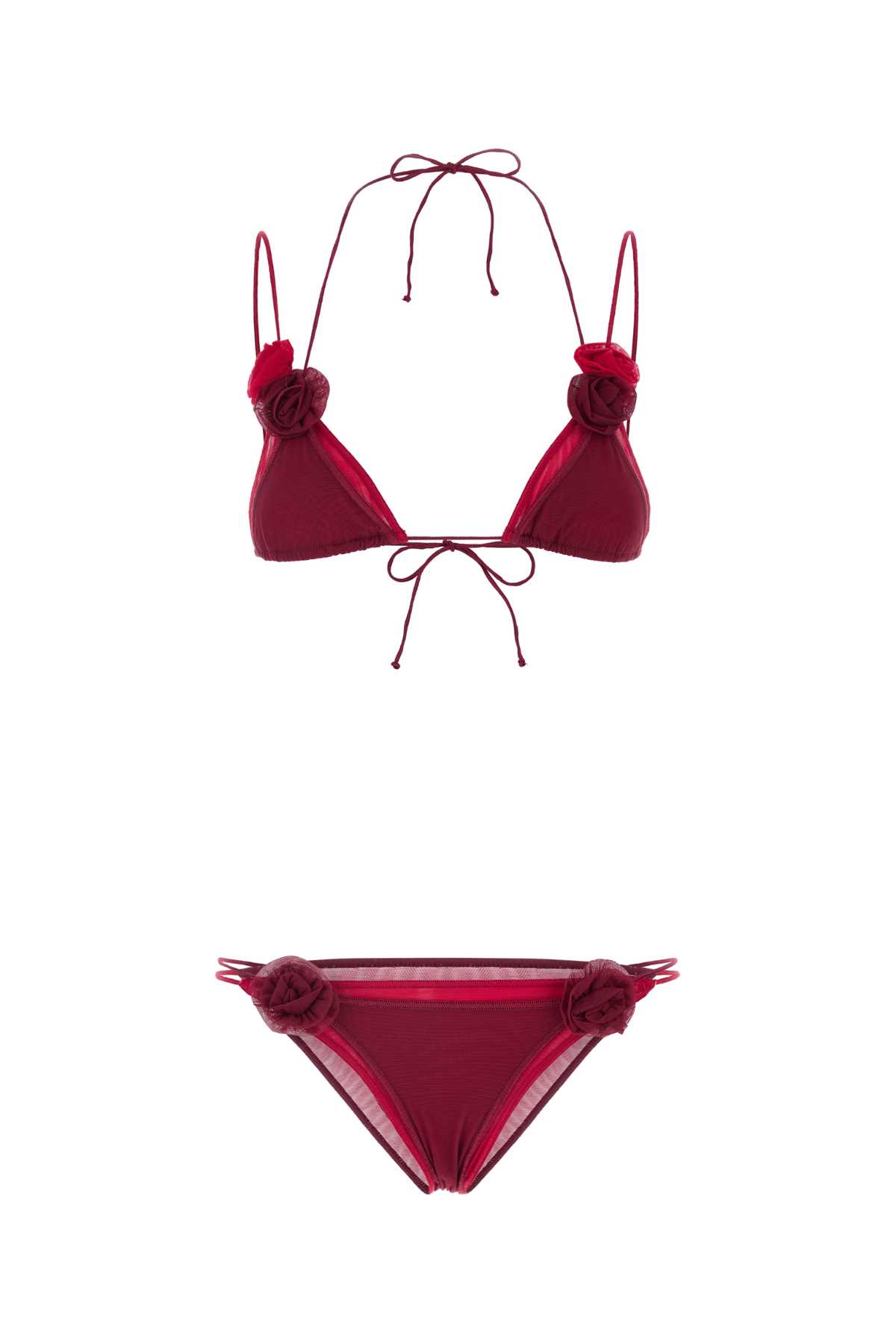 Two-tone stretch mesh bikini FTS250MERLOTRED (Oséree / スイムウェア ) | Oséree (オスレー)