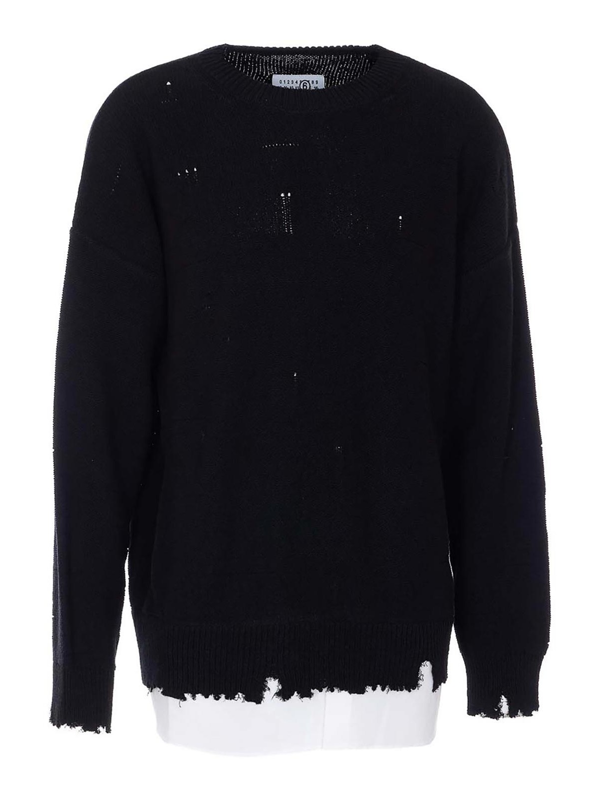 Black Distresed Sweater SH0HL0037M13220900 (MM6 Maison Margiela / ニット・セーター・カーディガン ) | MM6 Maison Margiela (エムエムシックス)