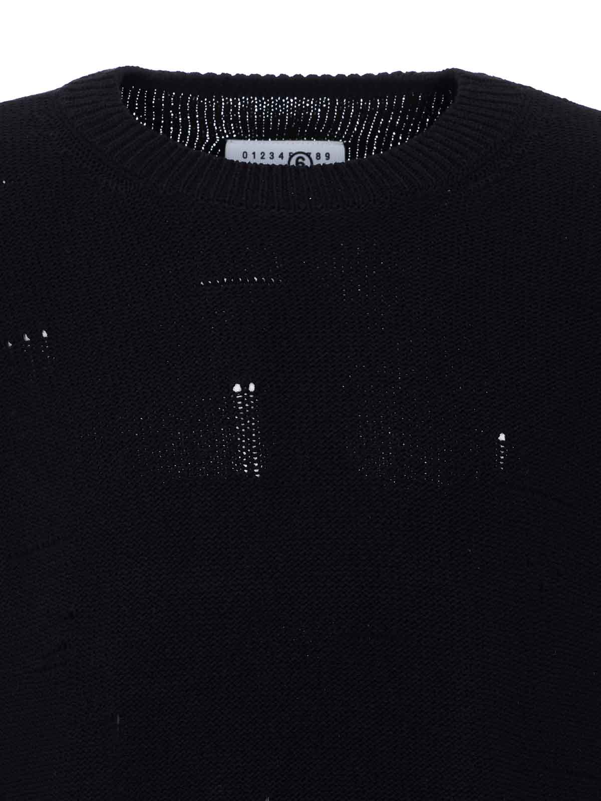 Black Distresed Sweater SH0HL0037M13220900 (MM6 Maison Margiela / ニット・セーター・カーディガン ) | MM6 Maison Margiela (エムエムシックス)(3)