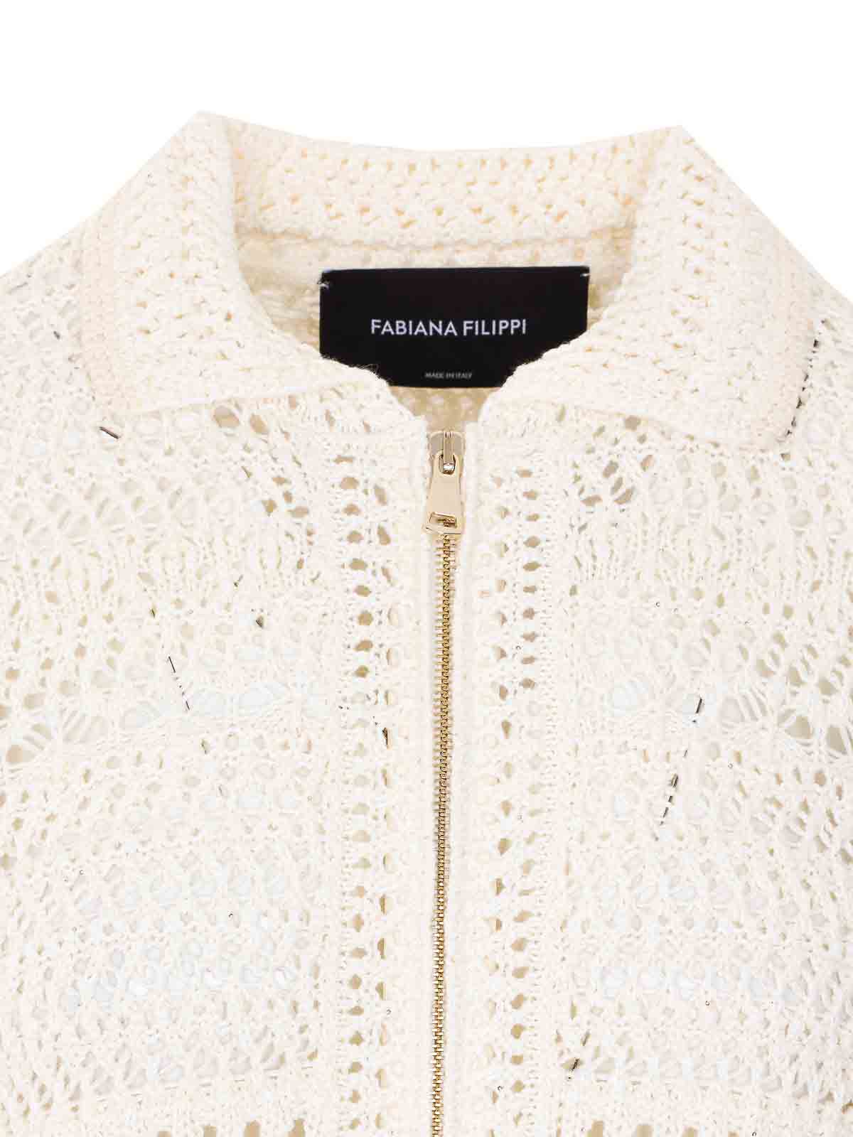 White Knitted Jacket With Frontal Zip Closure GCD266F204L7350142 (FABIANA FILIPPI / ニット・セーター・カーディガン ) | FABIANA FILIPPI (ファビアナフィリッピ)(3)