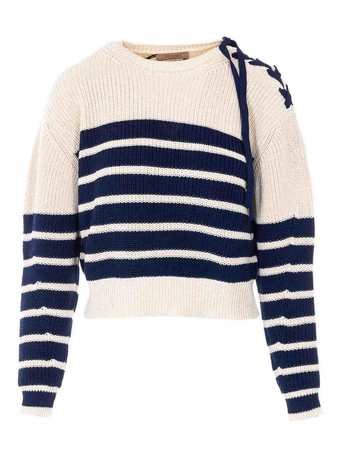 White And Blue Striped Sweater 261TP328113386 (TWINSET / ニット・セーター・カーディガン ) | TWINSET (ツインセット)