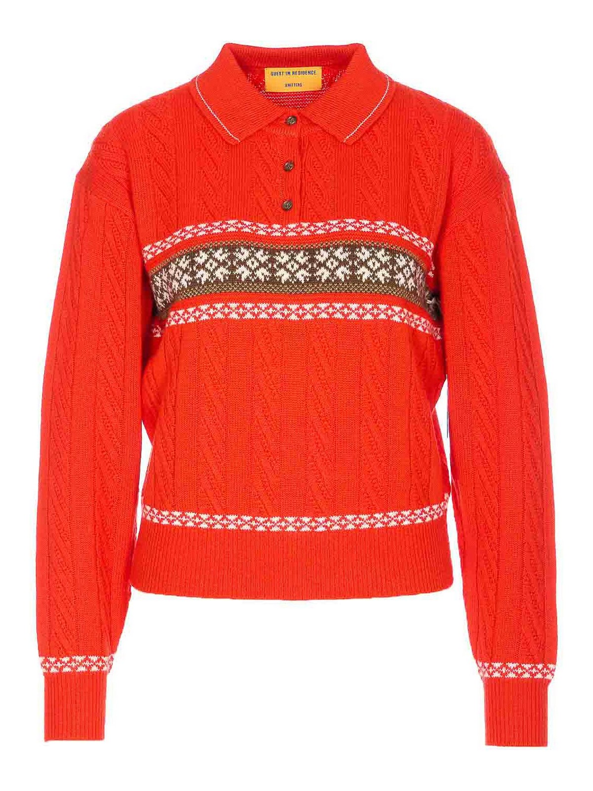 Red Cable Collegiate Knitted Polo W38719CMCHILCO (GUEST IN RESIDENCE / ニット・セーター・カーディガン ) | GUEST IN RESIDENCE (ゲスト イン レジデンス)